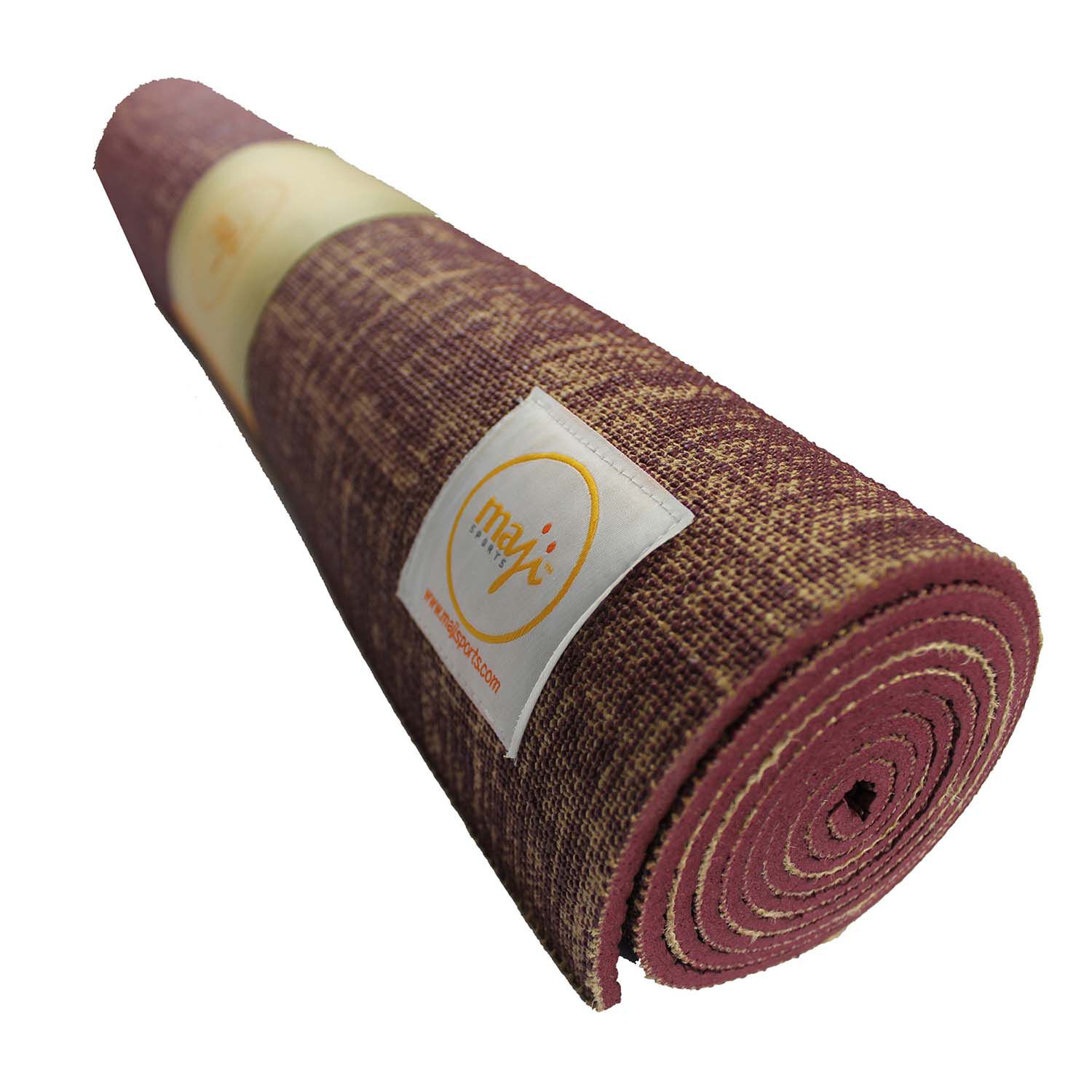 Maji Sports Jute Premium Yoga Mat Burgundy 24 X 68 X 4 5mm Gnc