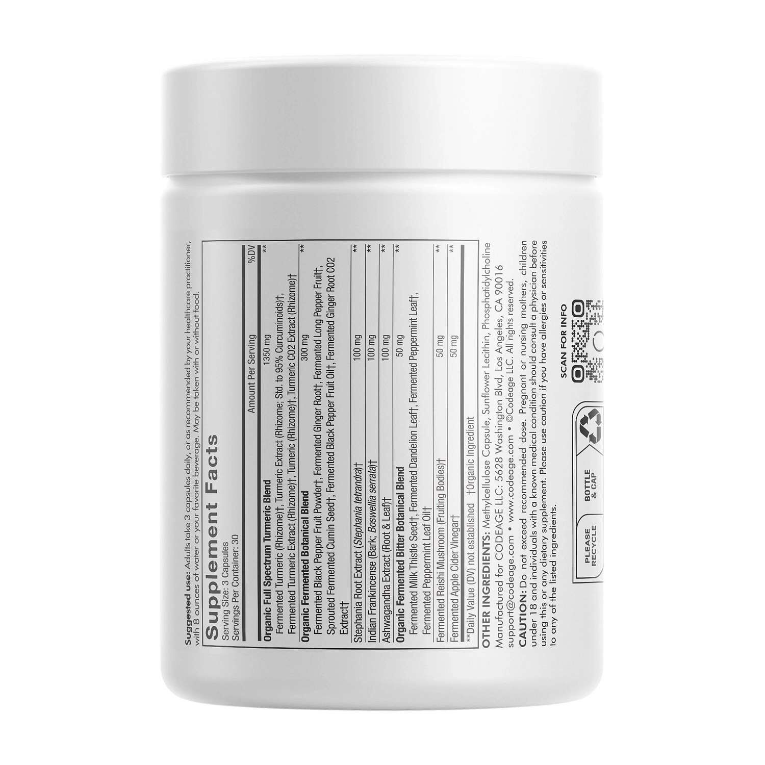 Liposomal Fermented Turmeric + Black Pepper - Curcumin &amp; Ginger - 90 Capsules (30 Servings)  | GNC