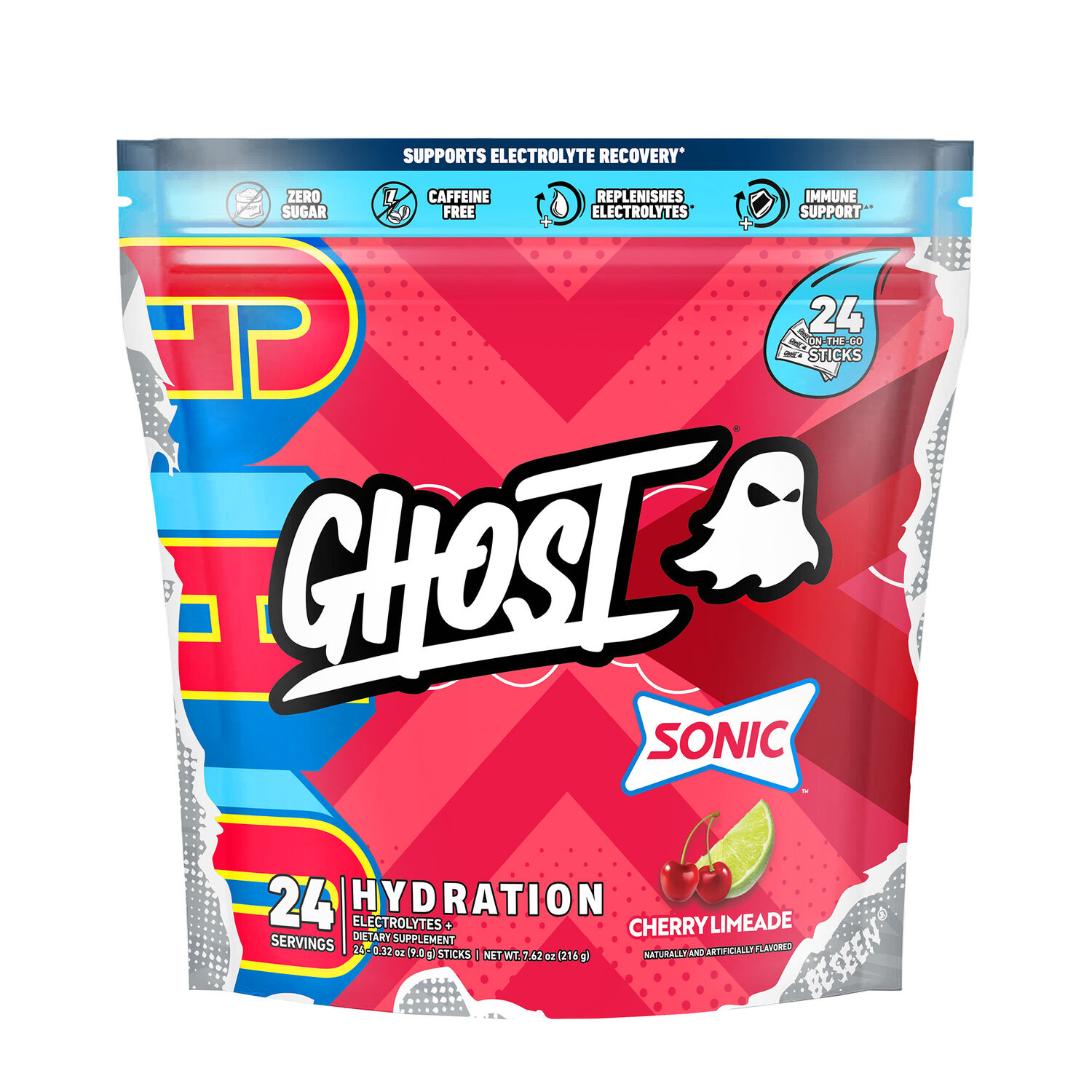 Ghost Hydration Sticks | Sonic Cherry Limeade 24 Sticks / Sonic Cherry Limeade