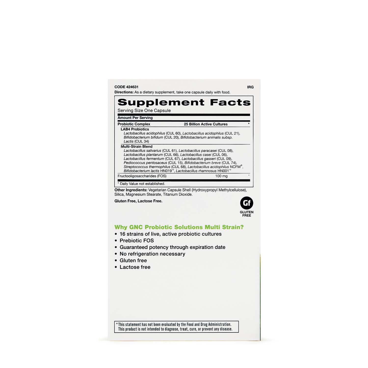 Probiotic Solutions Multi Strain 25 Billion CFUs - 30 Capsules (30 Servings)  | GNC