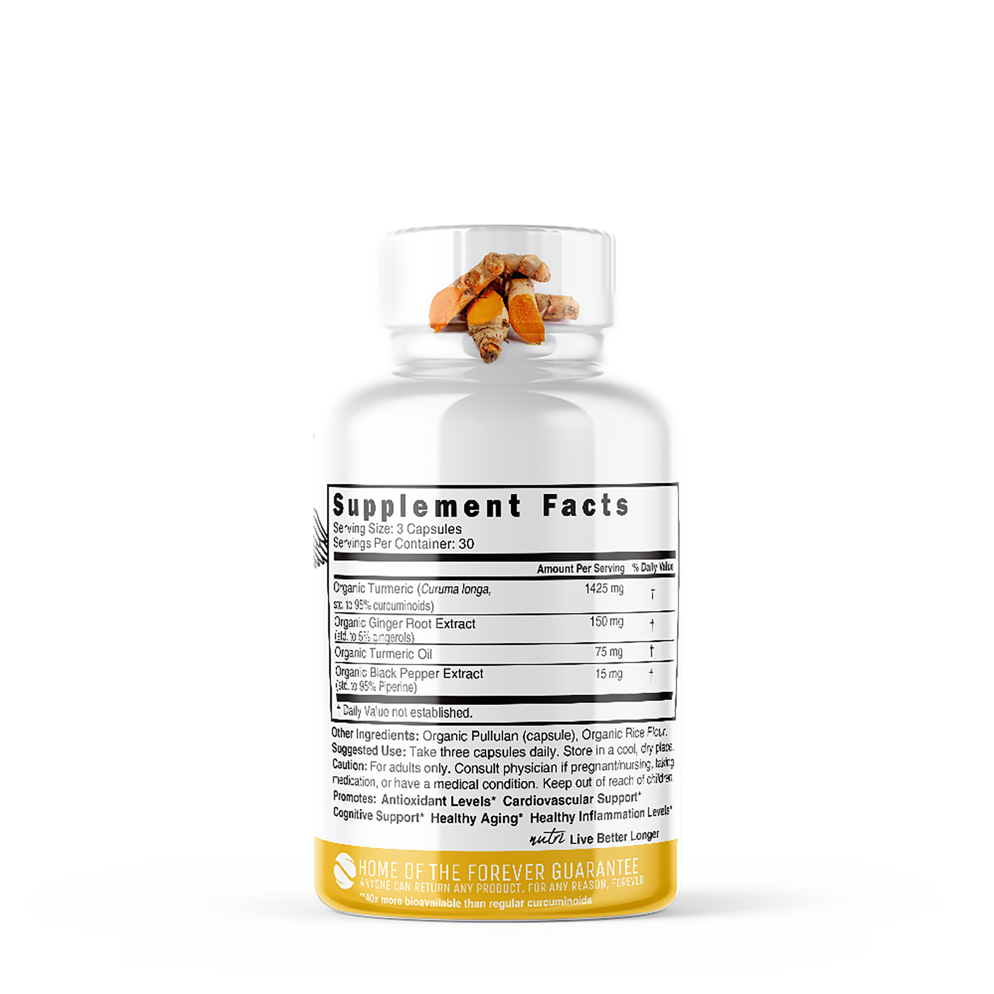 Turmeric Curcumin 1350mg - 90 Organic Capsules (30 Servings)  | GNC