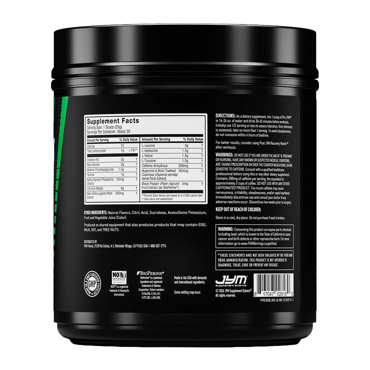 Pre Jym Pre-Workout - Blackberry Lime (30 Servings)