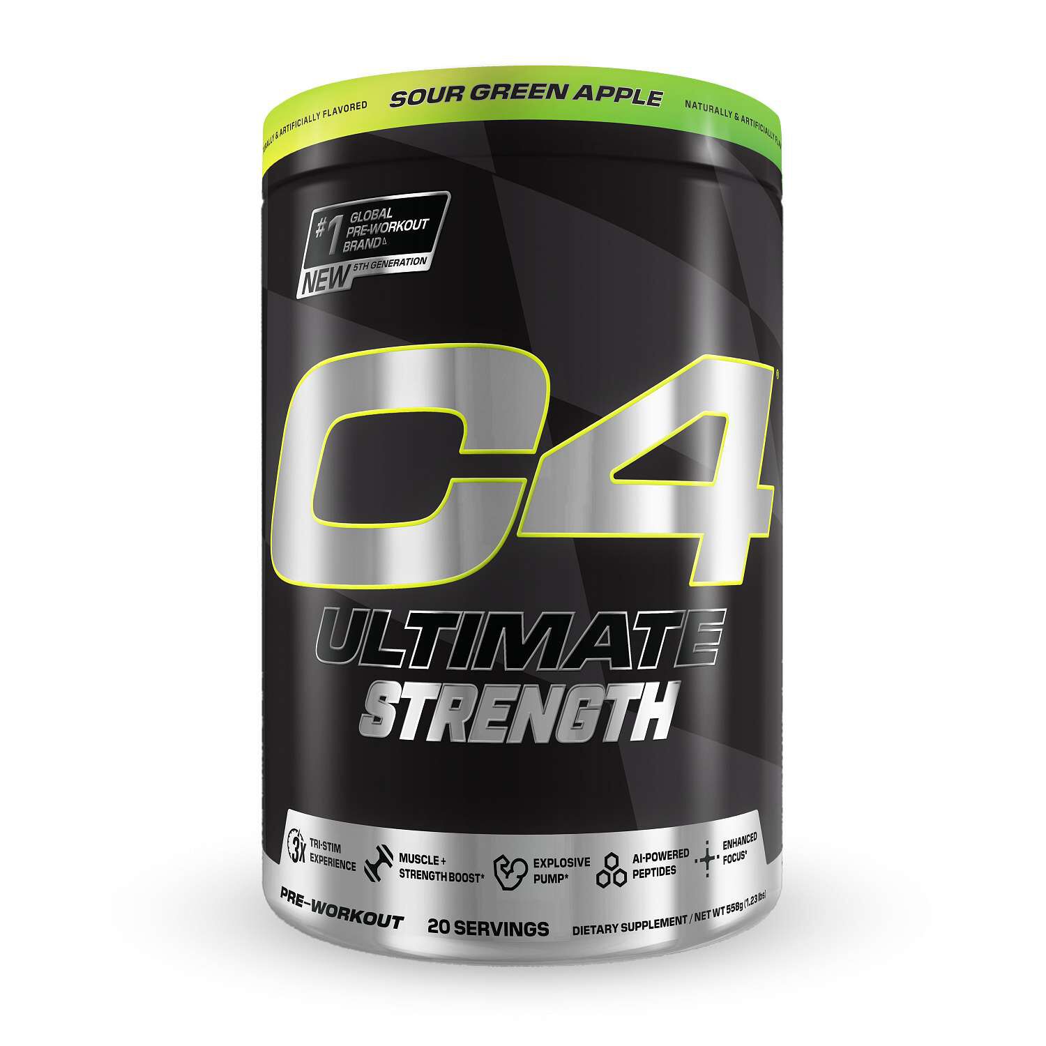 C4 Ultimate Strength Pre-Workout - Sour Green Apple (20 Servings)  | GNC