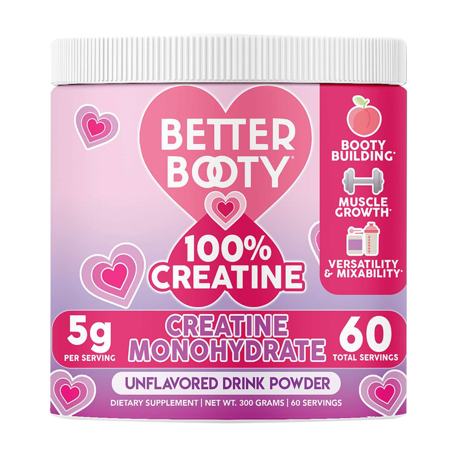 Better Booty 100% Creatine Monohydrate - Unflavored - (60 Servings)