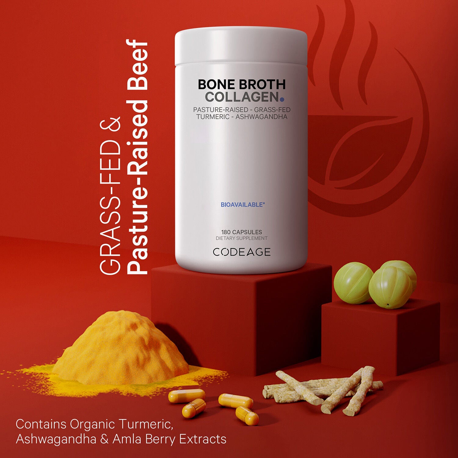 Bone Broth Collagen - 180 Capsules (60 Servings)  | GNC