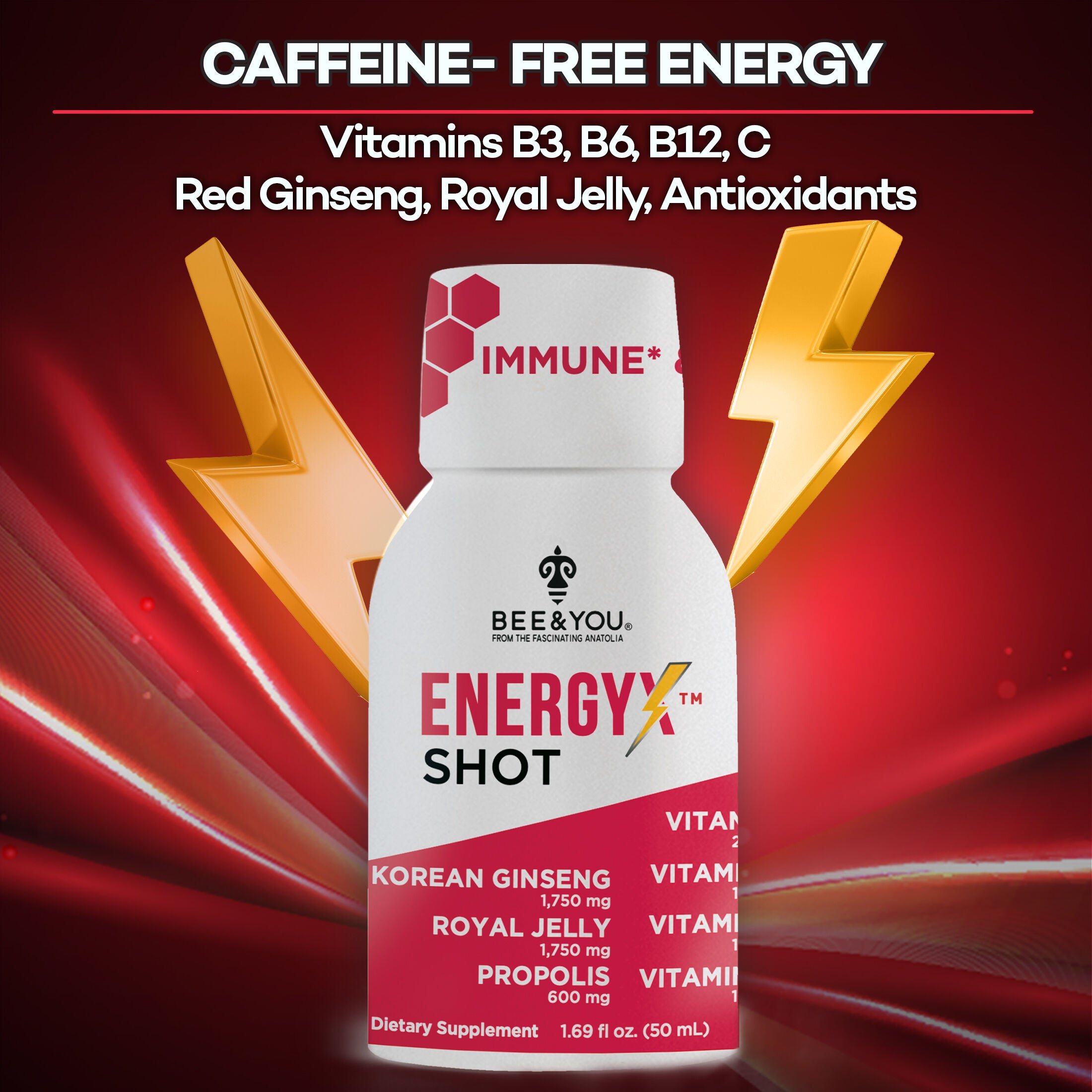 Natural Energy Shot with Ginseng (Caffeine Free) - 1.69 oz. (12 Bottles)  | GNC