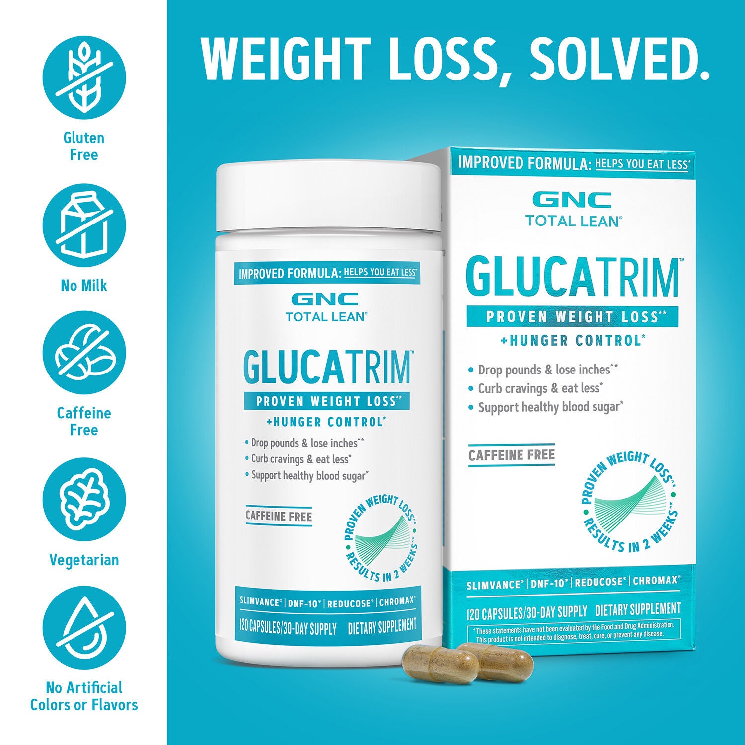 New &amp; Improved GlucaTrim&trade; - 120 Capsules (60 Servings)  | GNC