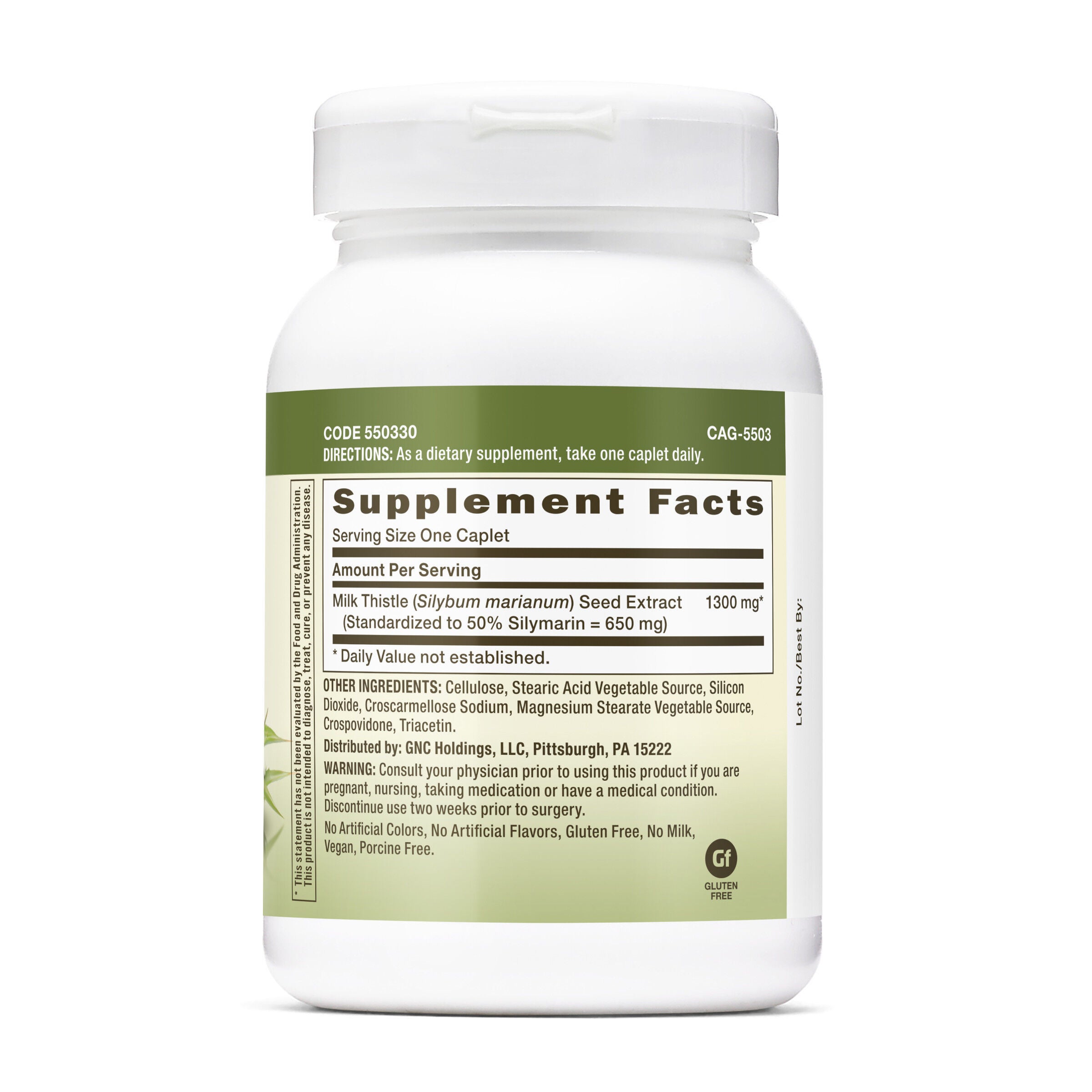 Milk Thistle Extra Strength 1300mg - 60 Caplets (60 Servings)  | GNC