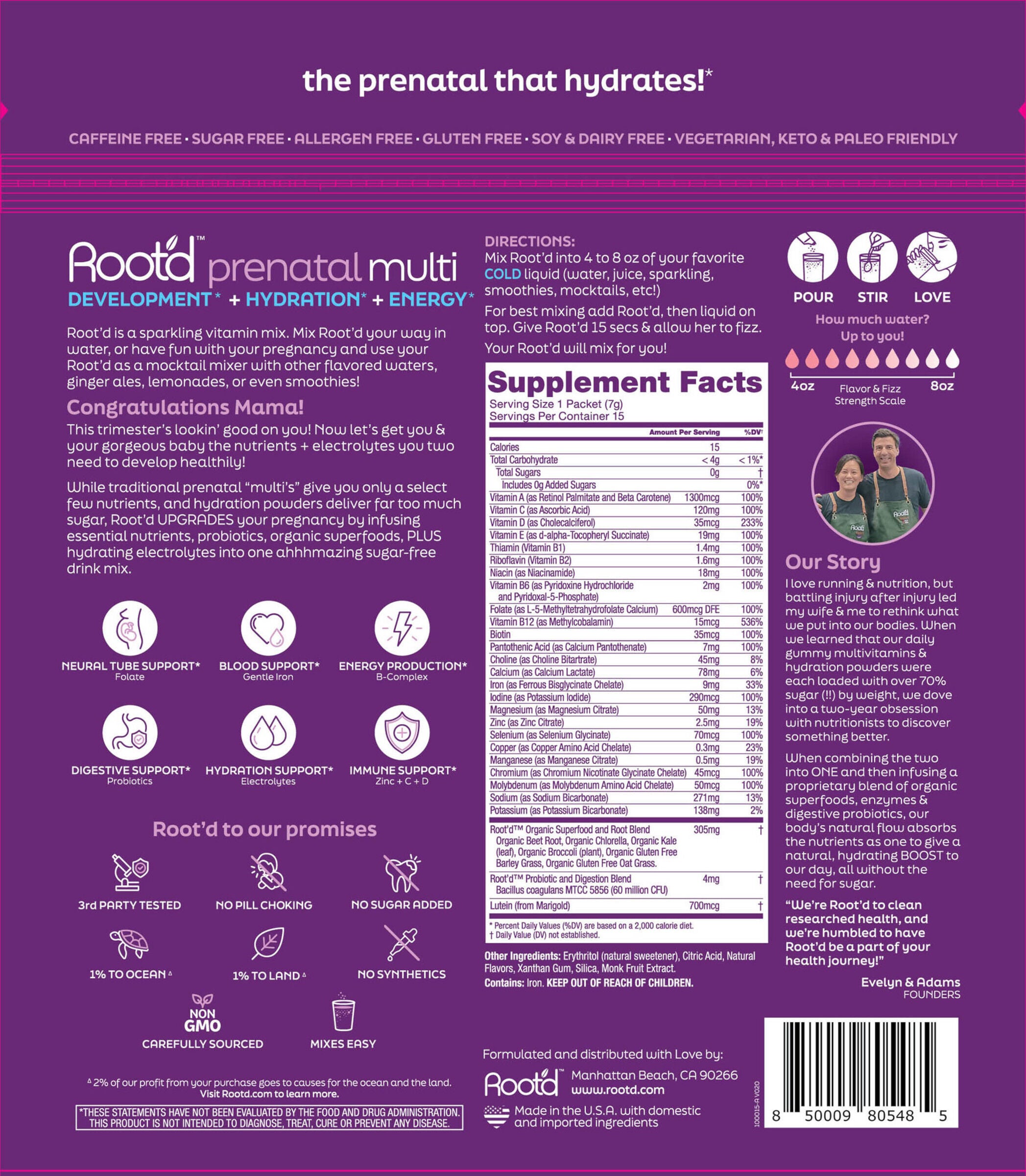 Prenatal Multi - Electrolyte Multivitamin Drink Mix - 15 Packets (15 Servings)