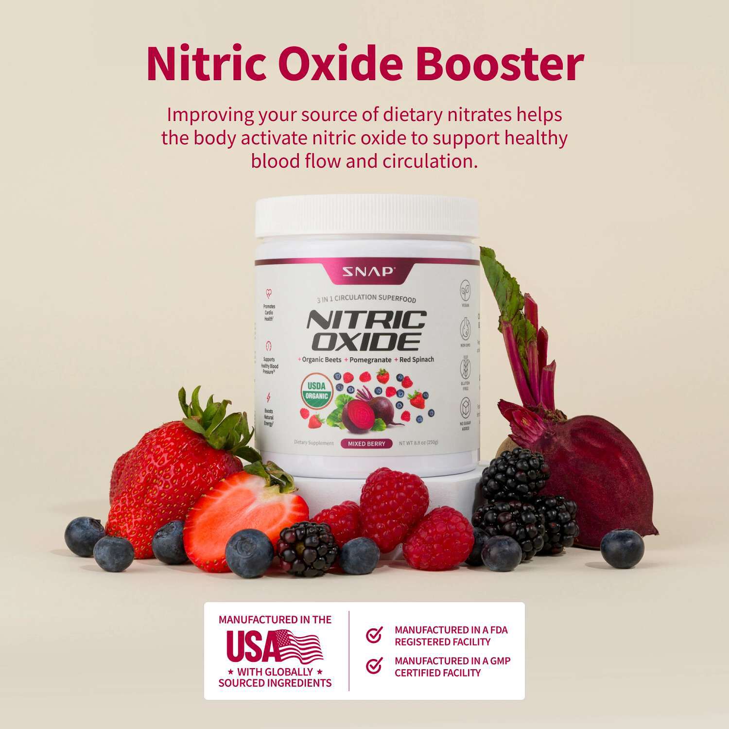 Nitric Oxide Organic Beets - 8.8 oz. (30 Servings)