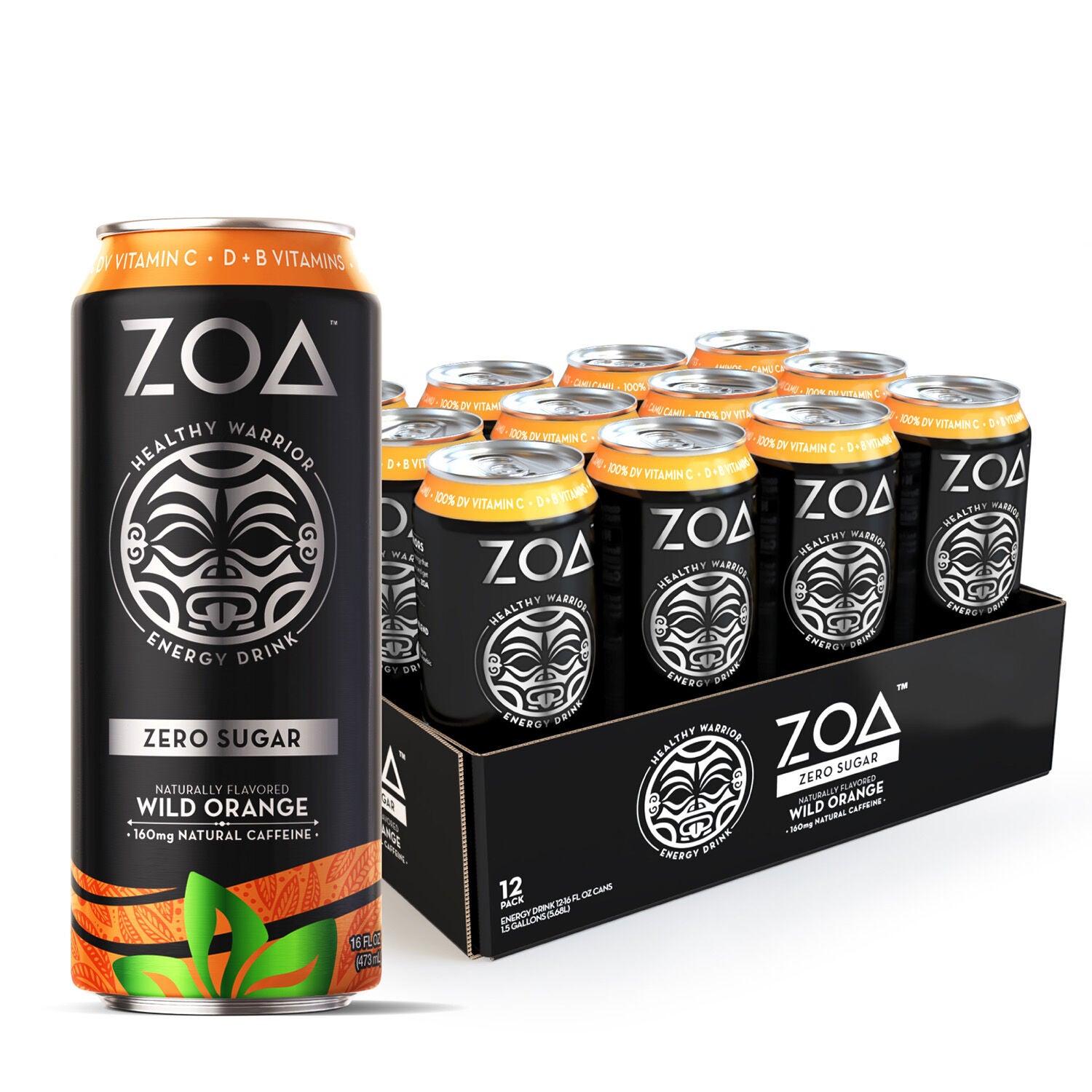ZOA Sugar Free Energy Drink Wild Orange by Dwayne The Rock Johnson