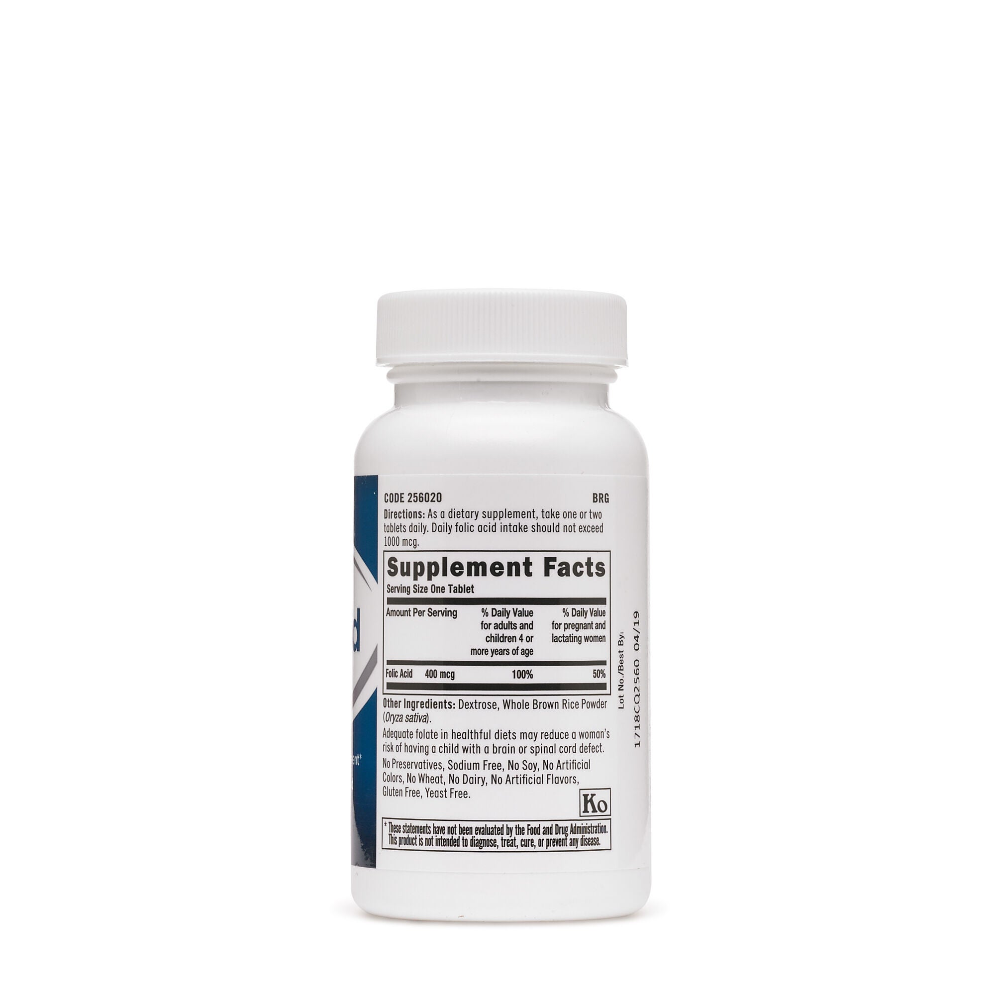 Folic Acid 400mcg - 100 Tablets (100 Servings)  | GNC