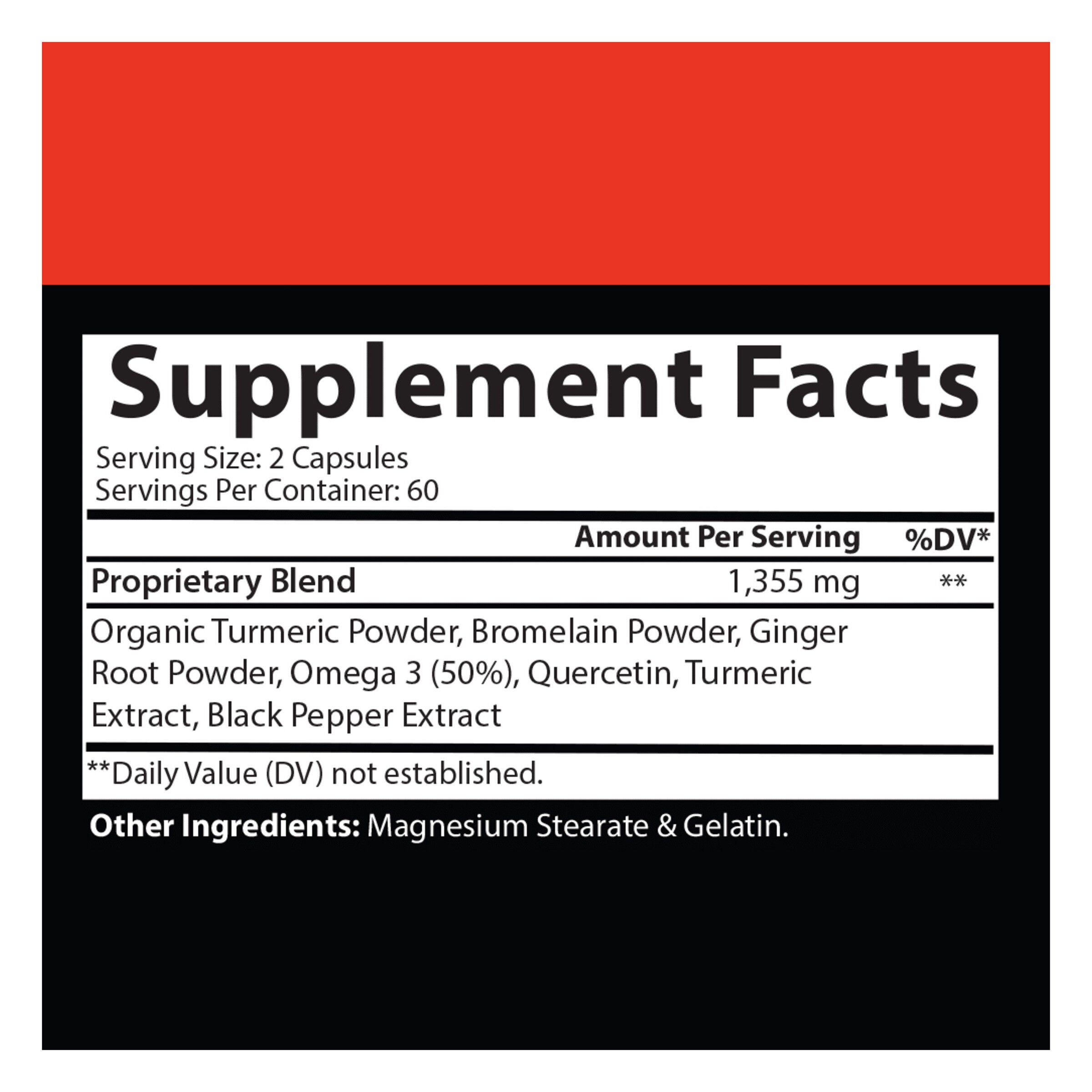 Turmeric and Ginger Maxx with Bromelain and Black Pepper - 120 Capsules (60 Servings)