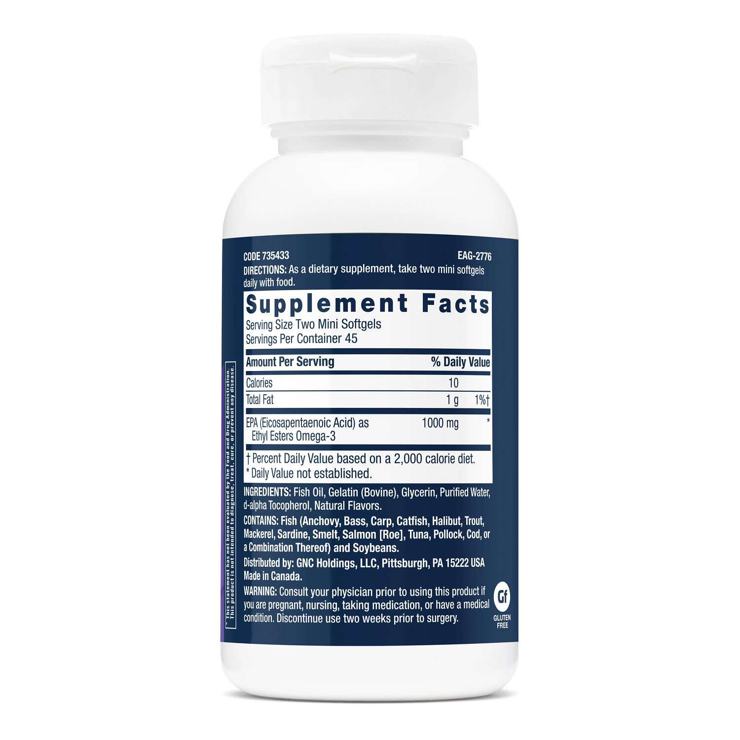 Triple Strength EPA 1000mg - 90 Mini Softgels (45 Servings)