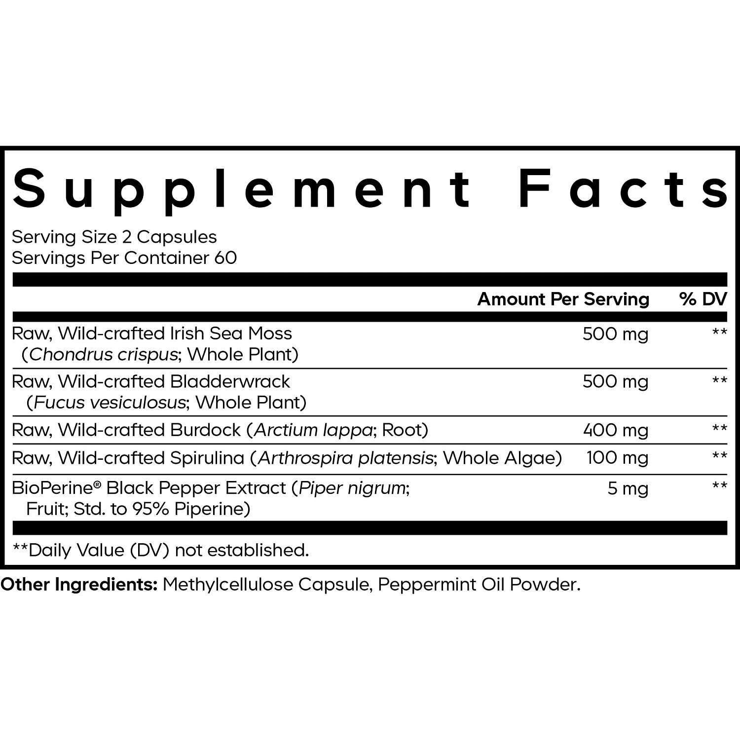 Wildcrafted Sea Moss - 120 Capsules (60 Servings)