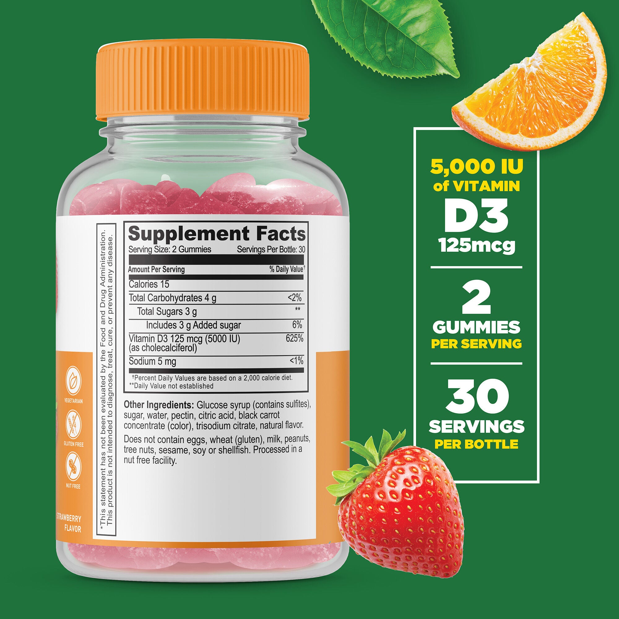 Vitamin D3 5000 IU - 60 Gummies (30 Servings)  | GNC