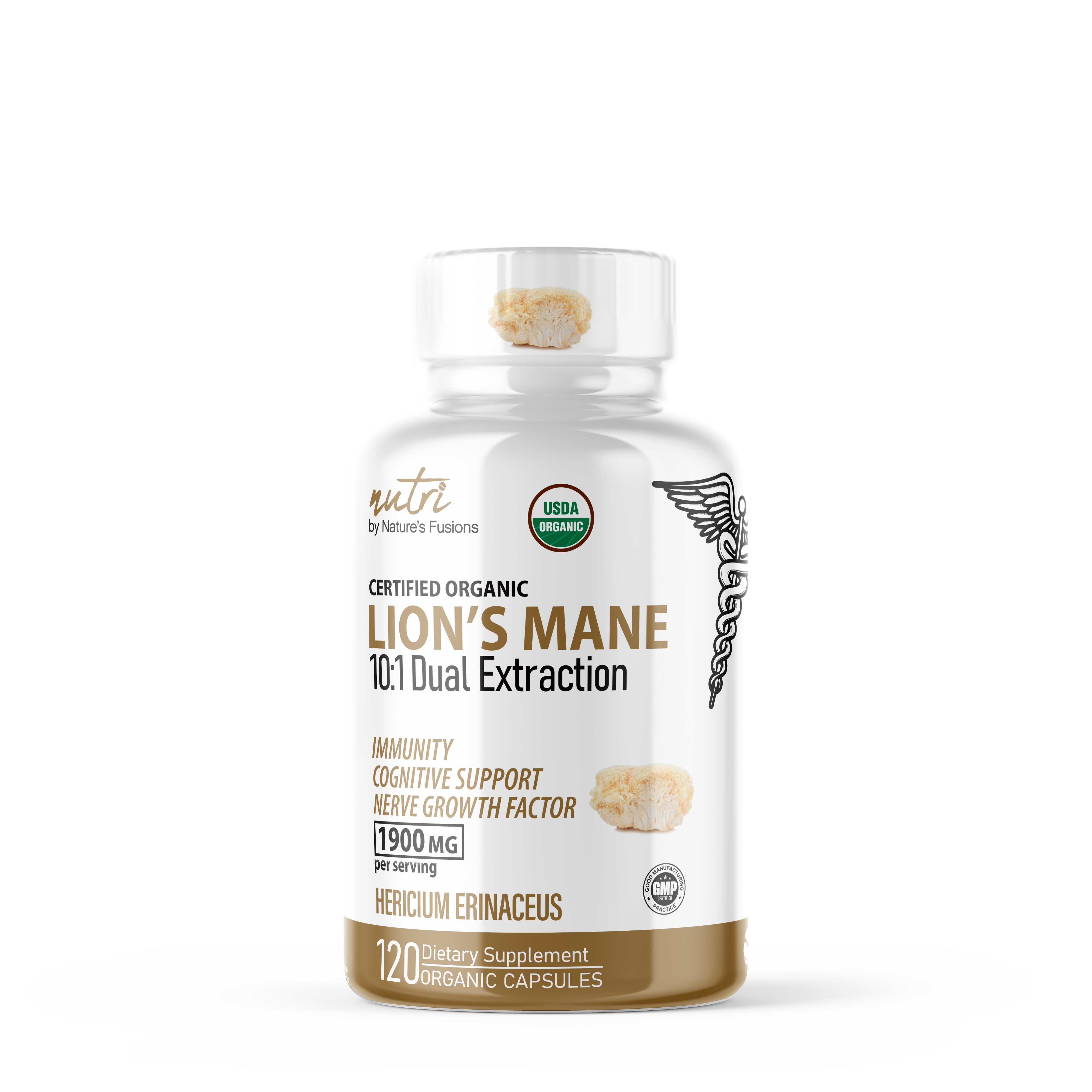 Lion's Mane 1900mg - 120 Organic Capsules (40 Servings)  | GNC