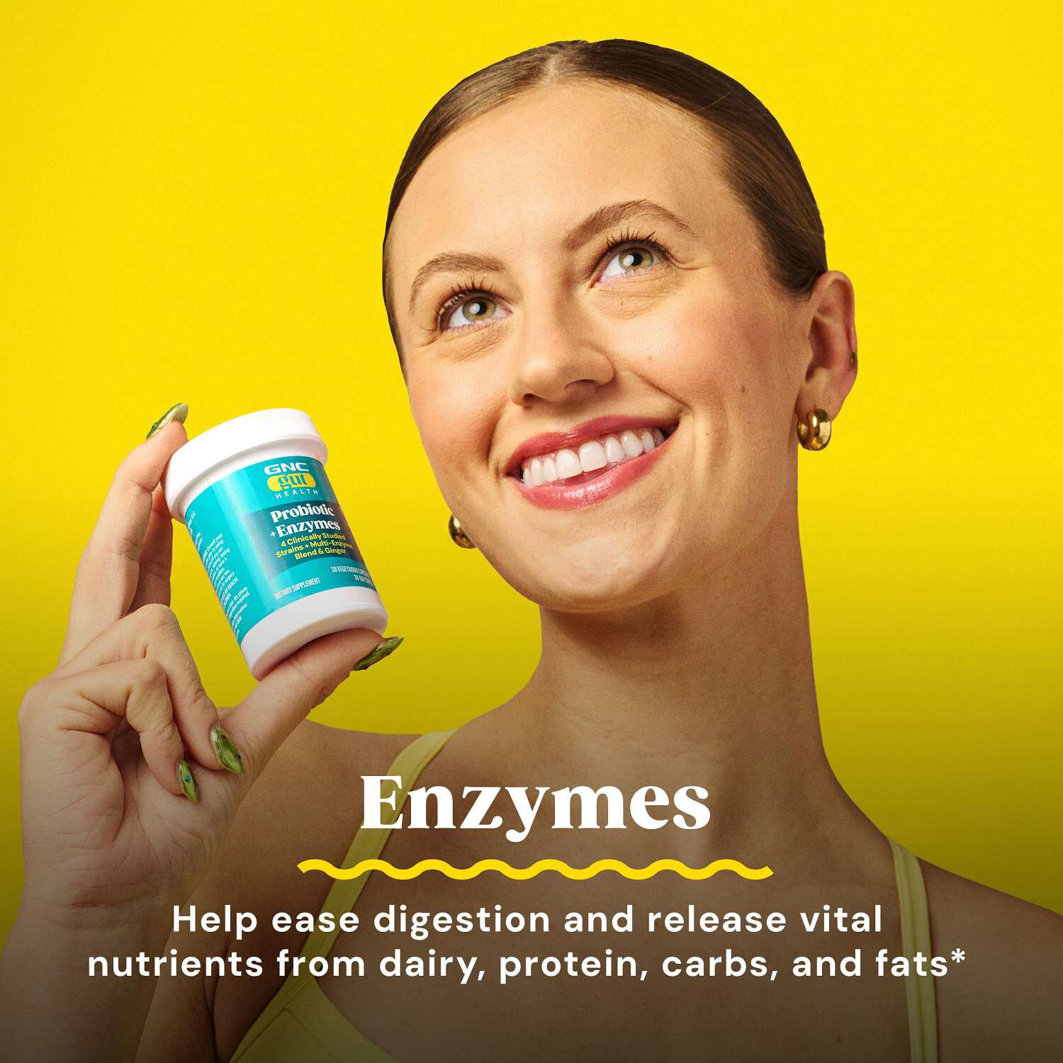 Gut Health Probiotic Plus Enzymes  25 billion CFUs - 60 Capsules (60 Servings)  | GNC