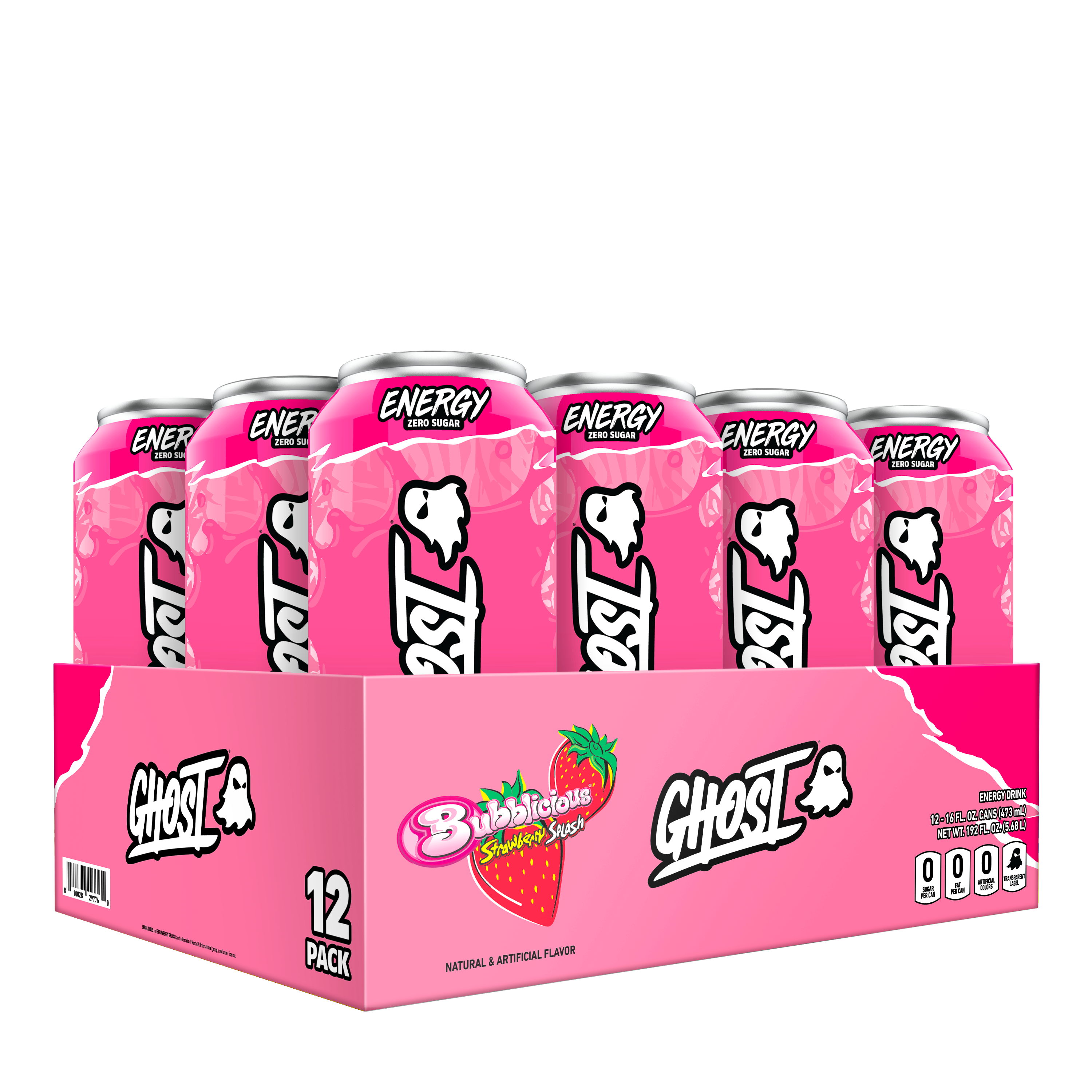 Energy Drink - Bubblicious&reg; Strawberry Splash - 16 fl oz (12 Cans) Bubblicious&reg; Strawberry Splash | GNC