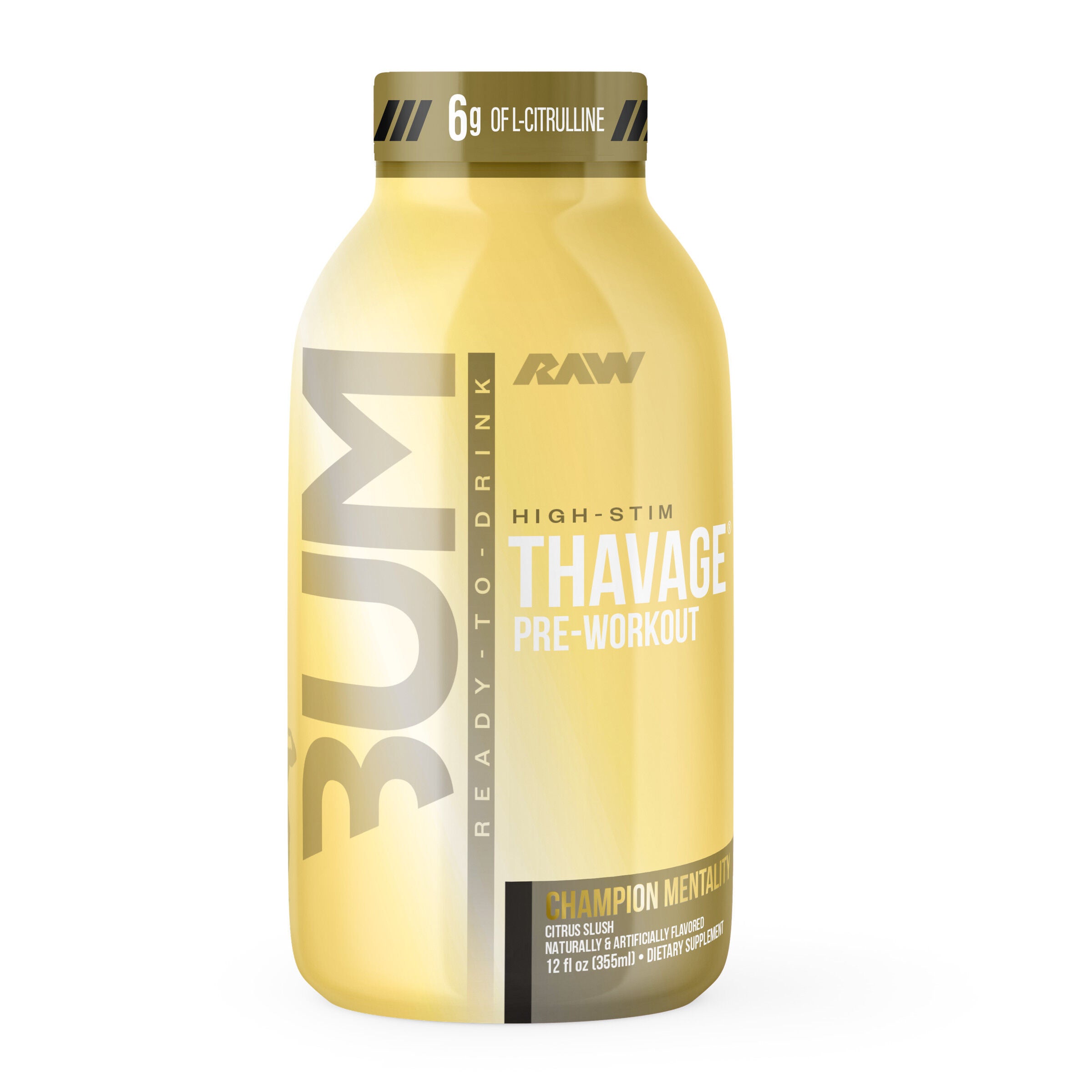 Champion Mentality: Thavage Pre-Workout RTD - Citrus Slush - 12 oz. (12 Bottles)  | GNC