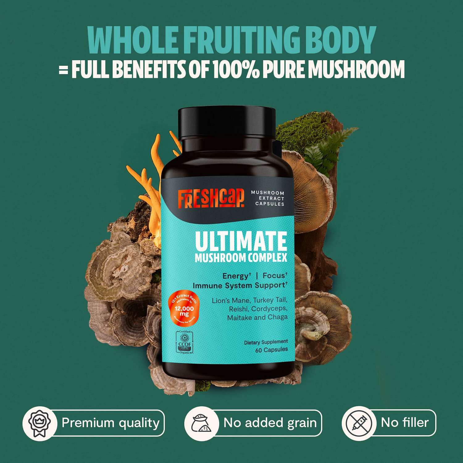 Ultimate Mushroom Complex - 60 Capsules (30 Servings)  | GNC