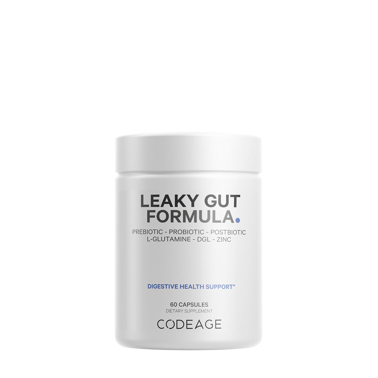 Leaky Gut Supplement - L-Glutamine - Prebiotics - Probiotics - Postbiotic - 60 Capsules (30 Servings) | GNC