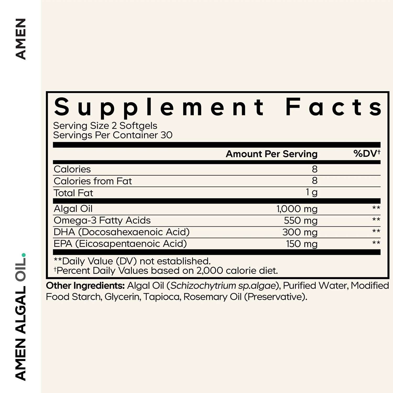 Amen Algal Oil - 60 Softgels (30 Servings)
