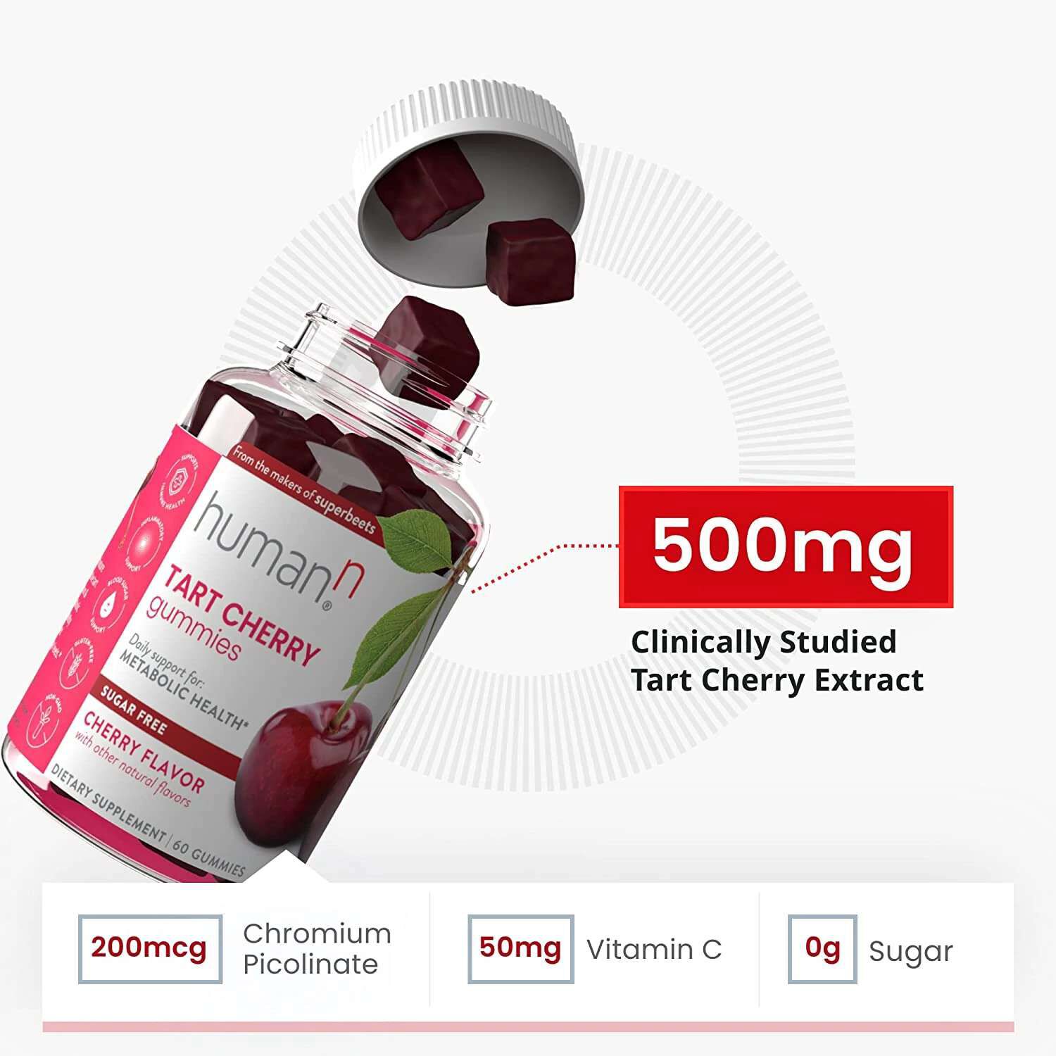 Tart Cherry Gummies - Cherry - 60 Count (30 Servings)