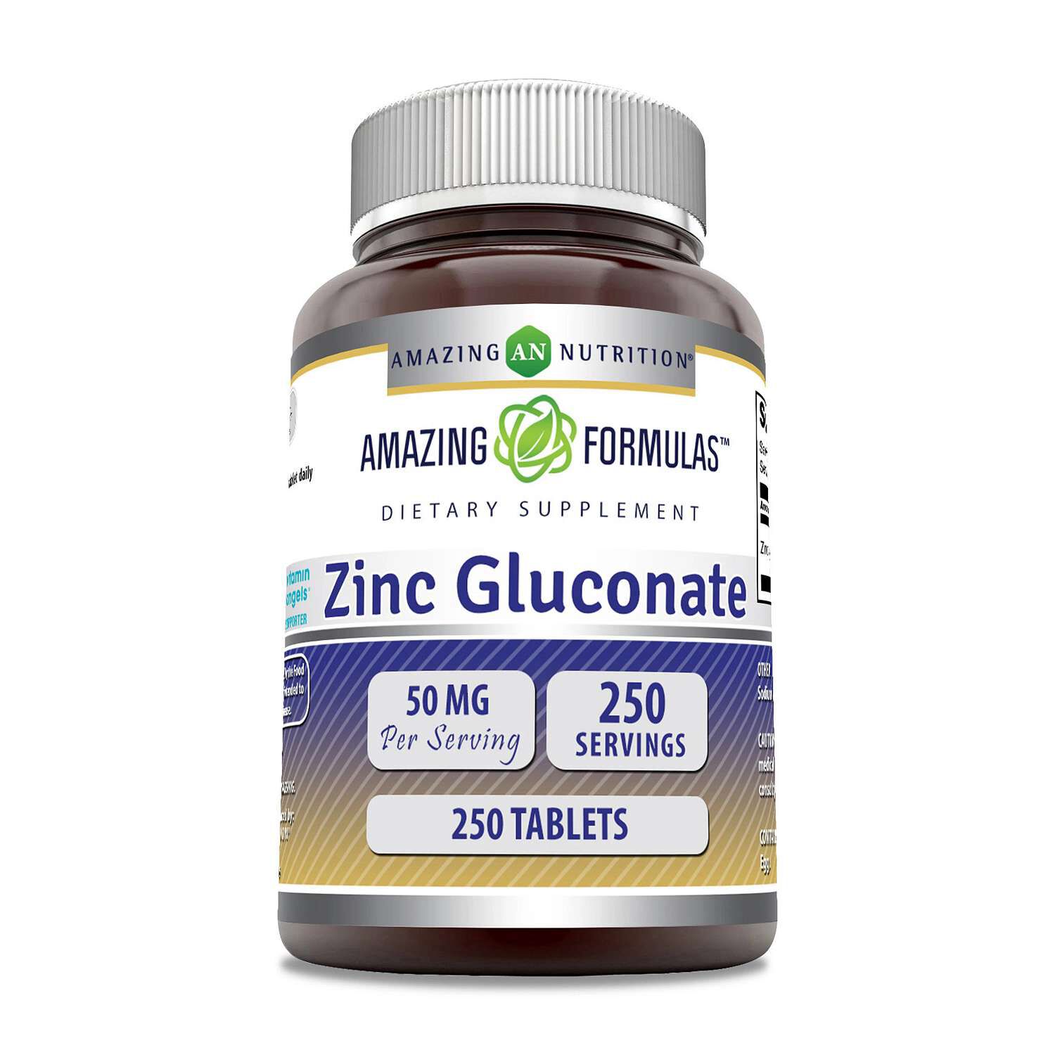 Zinc Gluconate 50mg - 250 Tablets (250 Servings)  | GNC