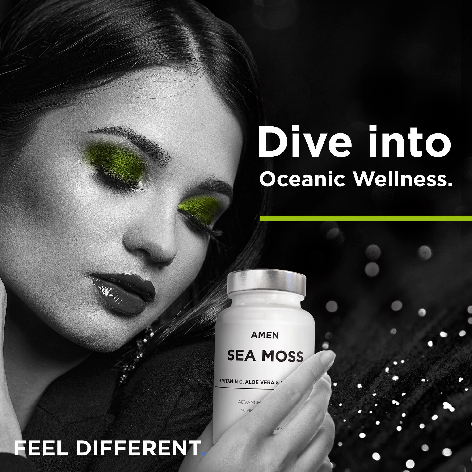 AMEN Sea Moss + Vitamin C - Aloe Vera & Black Pepper - 90 Vegetable Capsules (30 Servings)