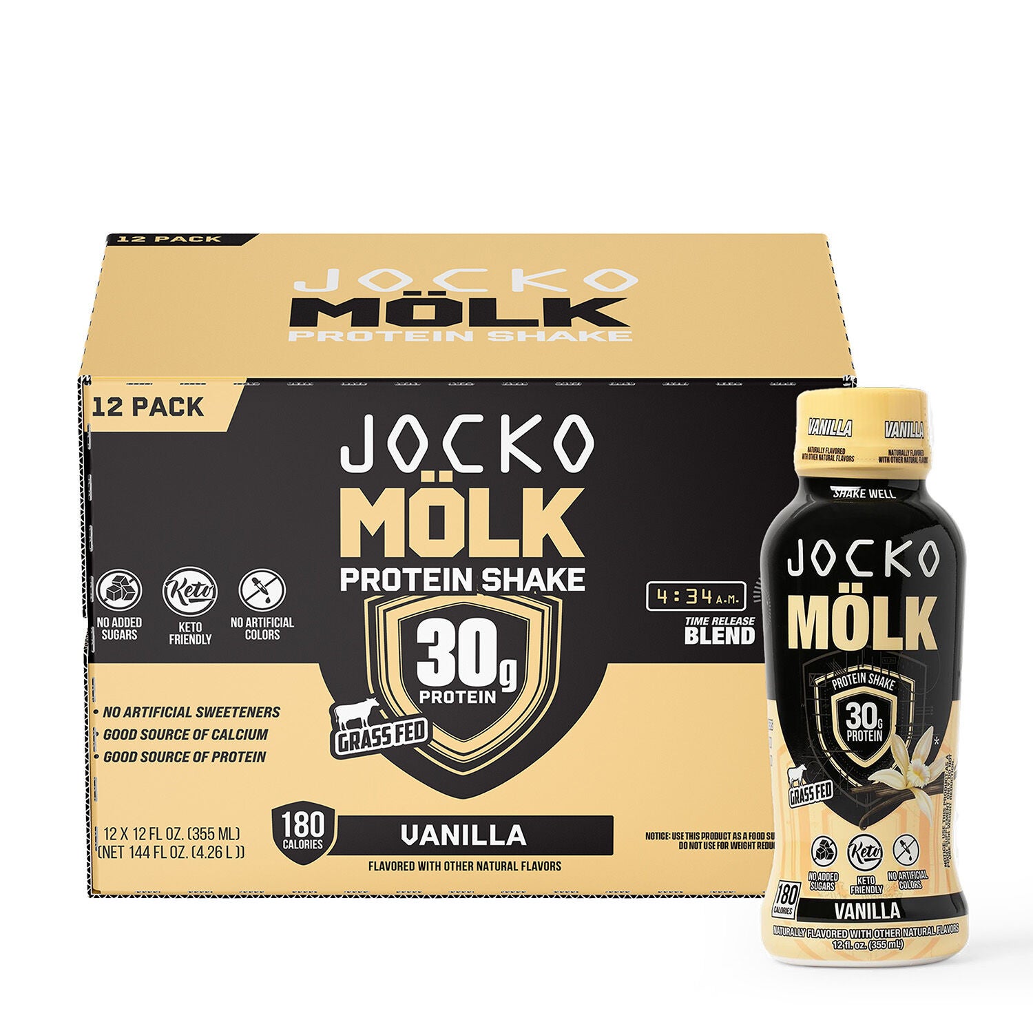 Molk Protein Shake - Vanilla 12oz. (12 Bottles) | GNC