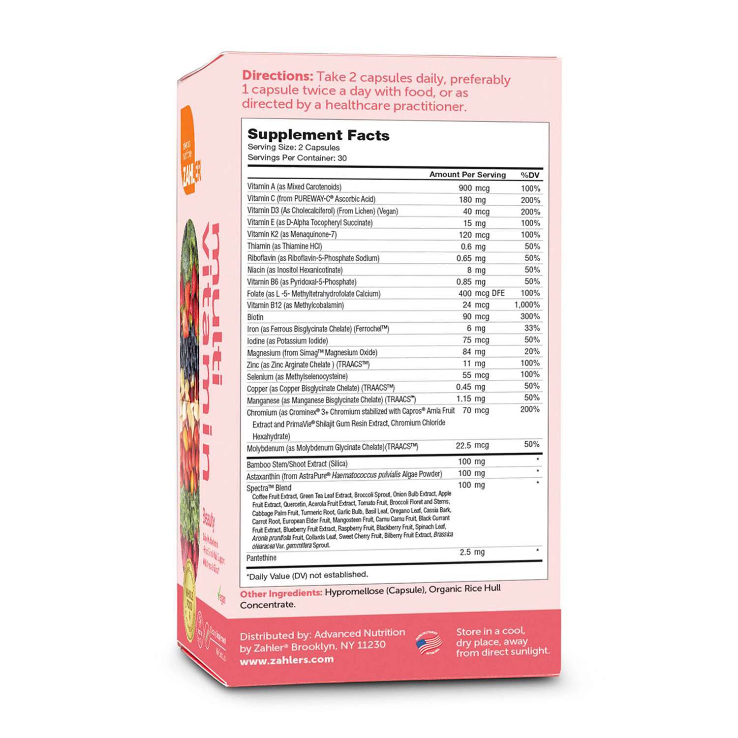 Beauty Daily Multivitamin + Hair - Skin & Nails Support - 60 Capules (30 Servings)