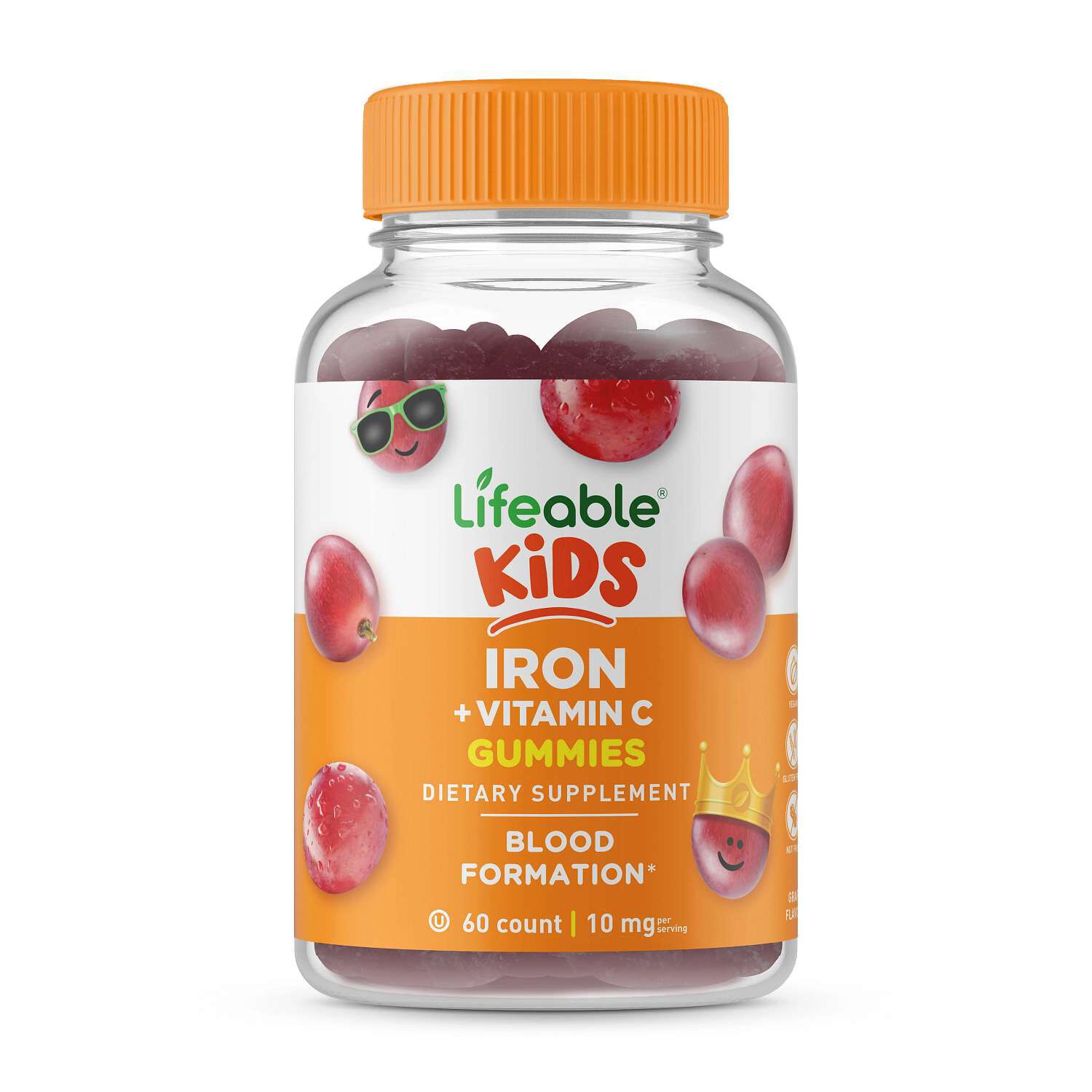 Kids Iron and Vitamin C 10mg - 60 Gummies (30 Servings)