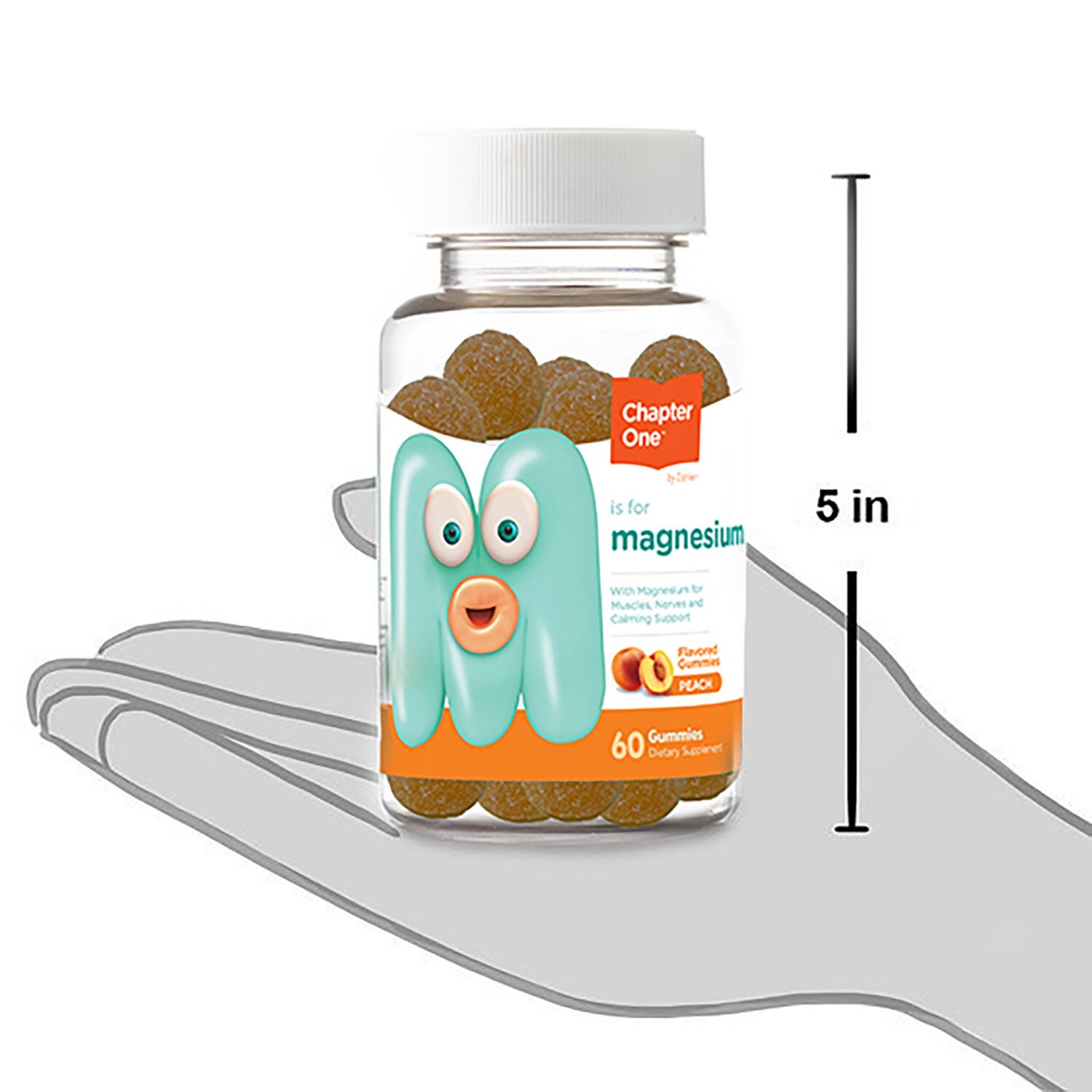 Chapter One&trade; M Is For Magnesium Gummies - Peach - 60 Gummies (30 Servings) Peach | GNC