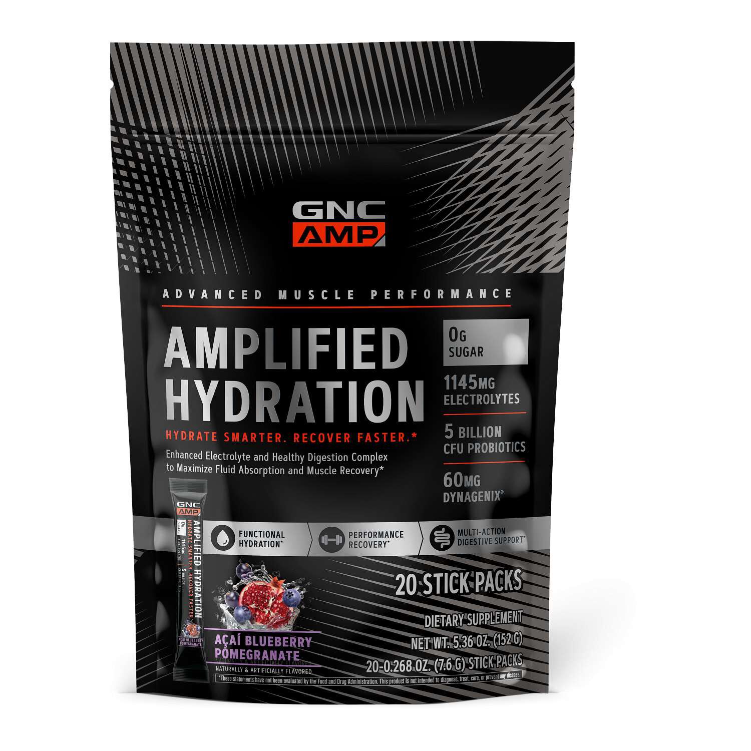 Amplified Hydration - Acai Blueberry Pomegranate (20 Stick Packs) Acai Blueberry Pomegranate | GNC