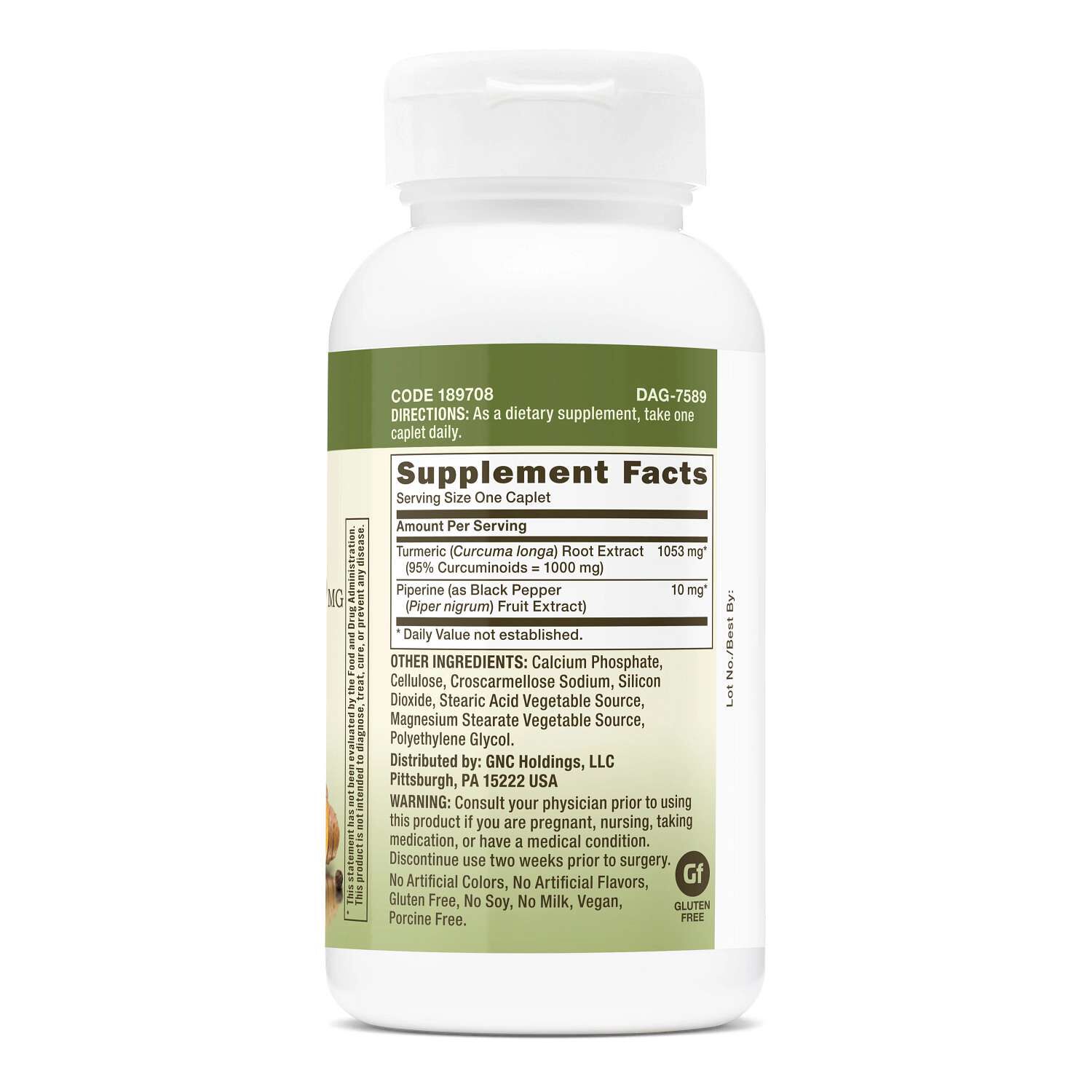Turmeric Curcumin 1000mg Extra Strength - 60 Caplets (60 Servings)