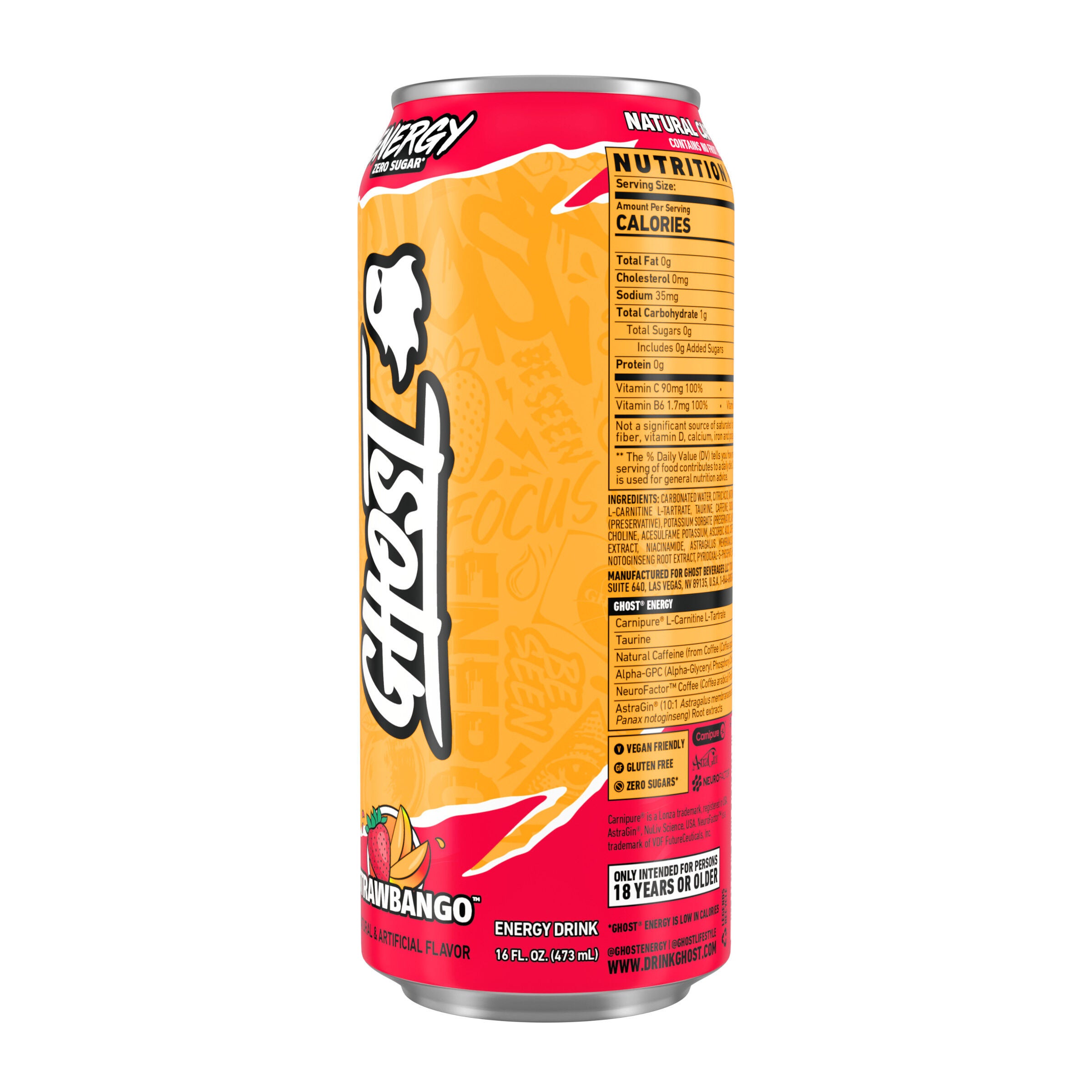 Energy Drink - Strawbango - 16oz. (12 Cans) Strawbango | GNC