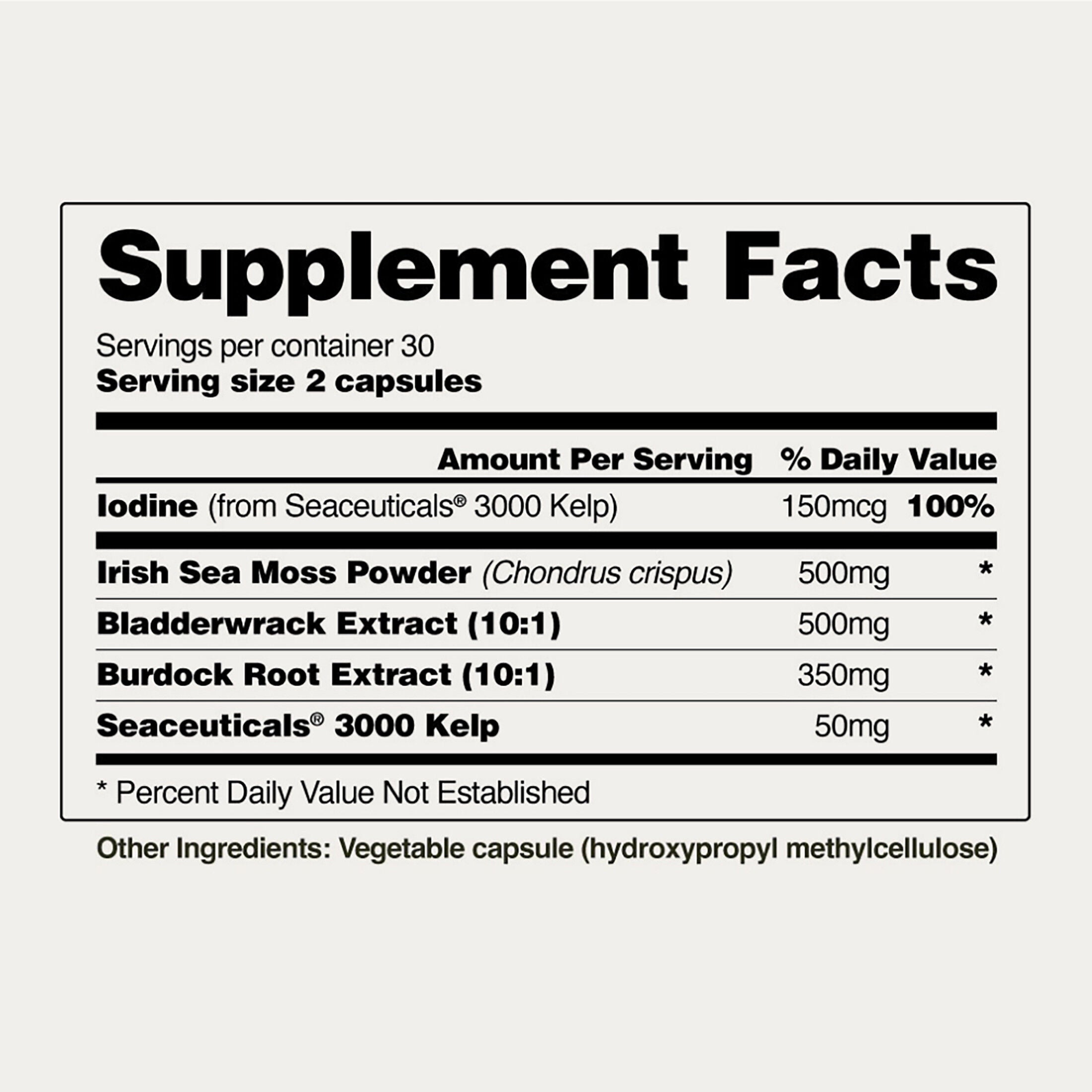 Irish Sea Moss - 60 Capsules &#40;30 Servings&#41;  | GNC