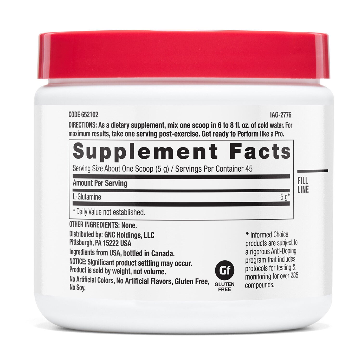L-Glutamine 5g - Unflavored (45 Servings)  | GNC