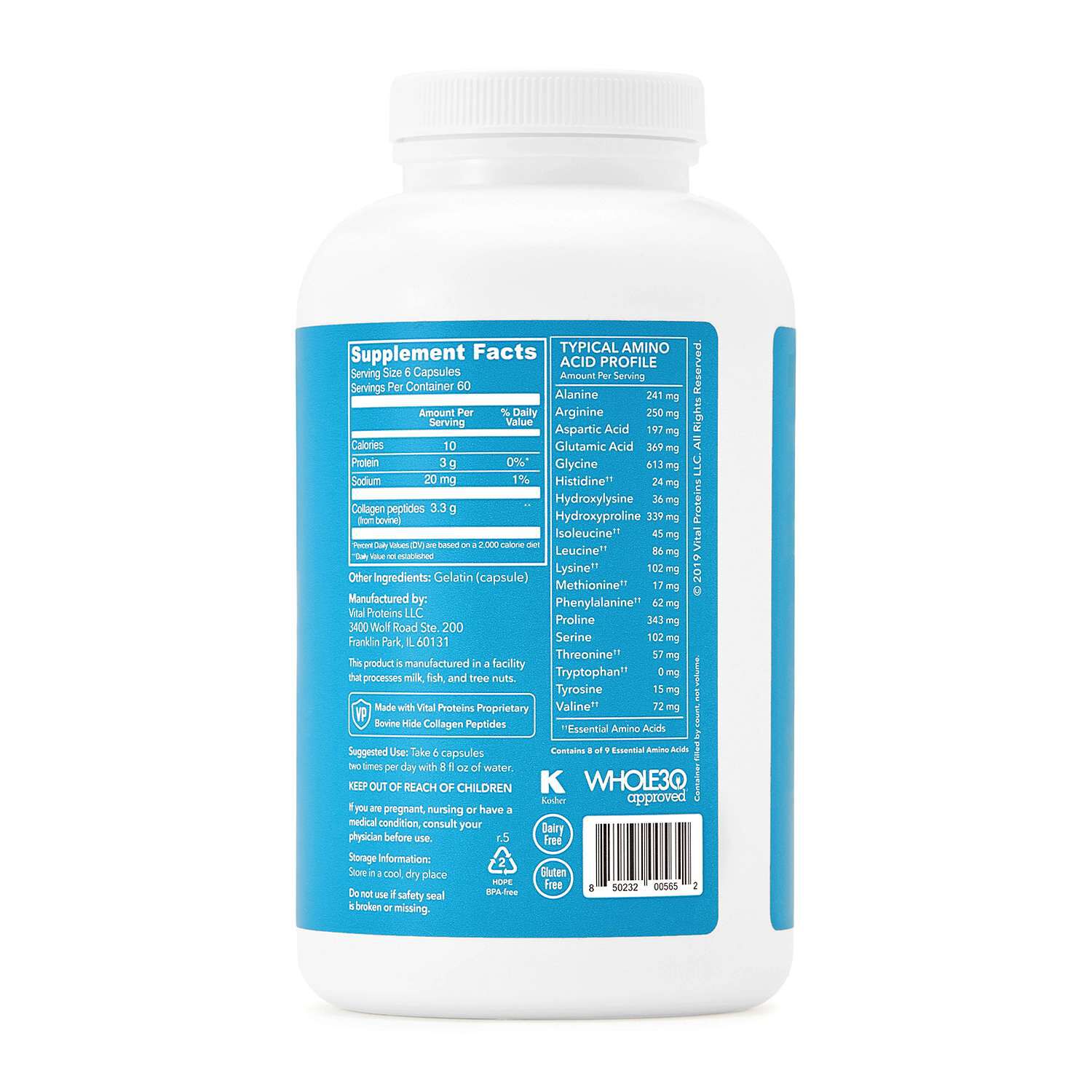 Collagen Peptides - 360 Capsules (60 Servings)