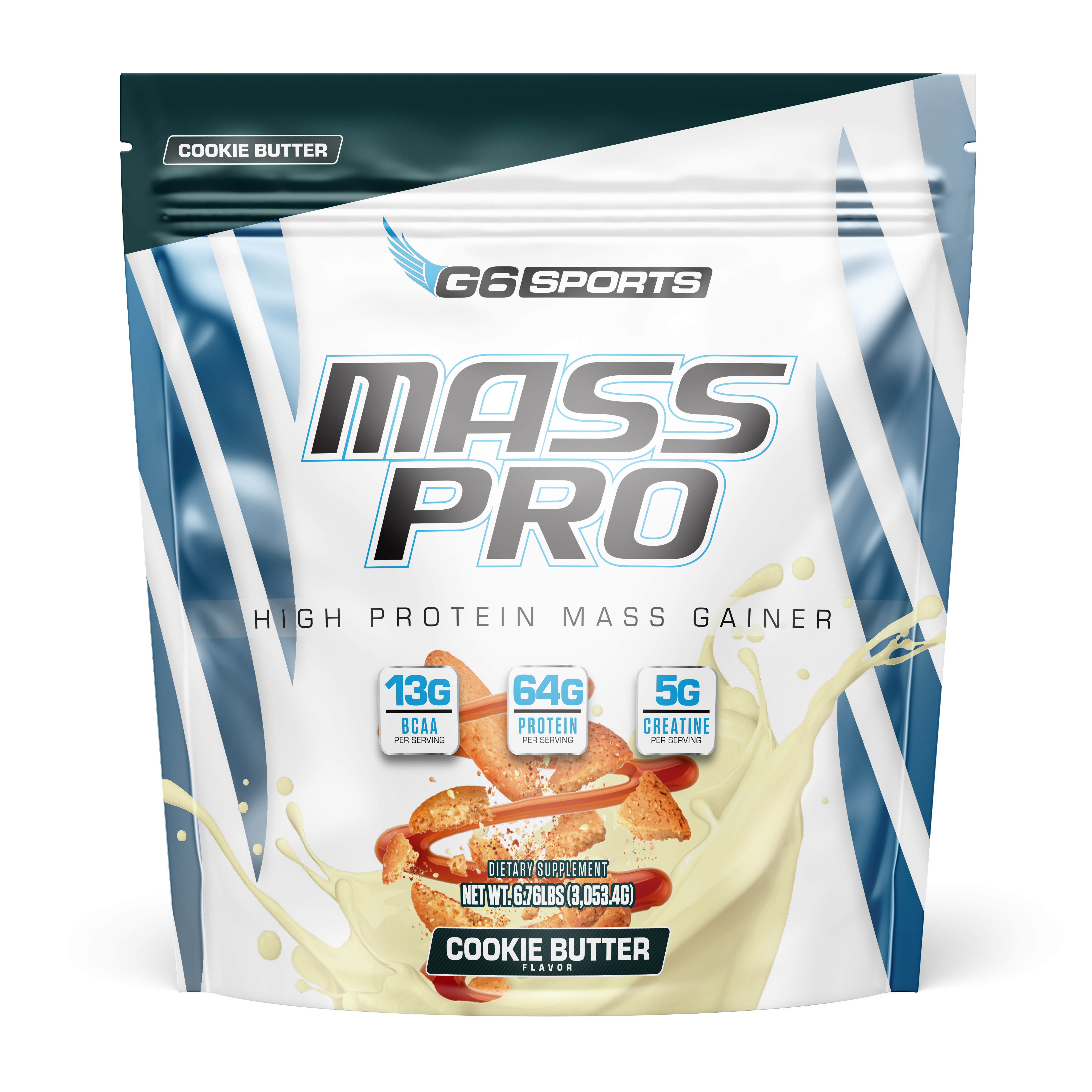 G6 Sports Mass Pro High Protein Mass Gainer Healthy - Cookie Butter (14 Servings)