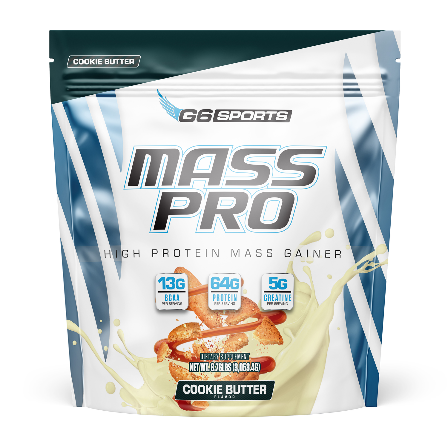 G6 Sports Mass Pro High Protein Mass Gainer Healthy - Cookie Butter (14 Servings)