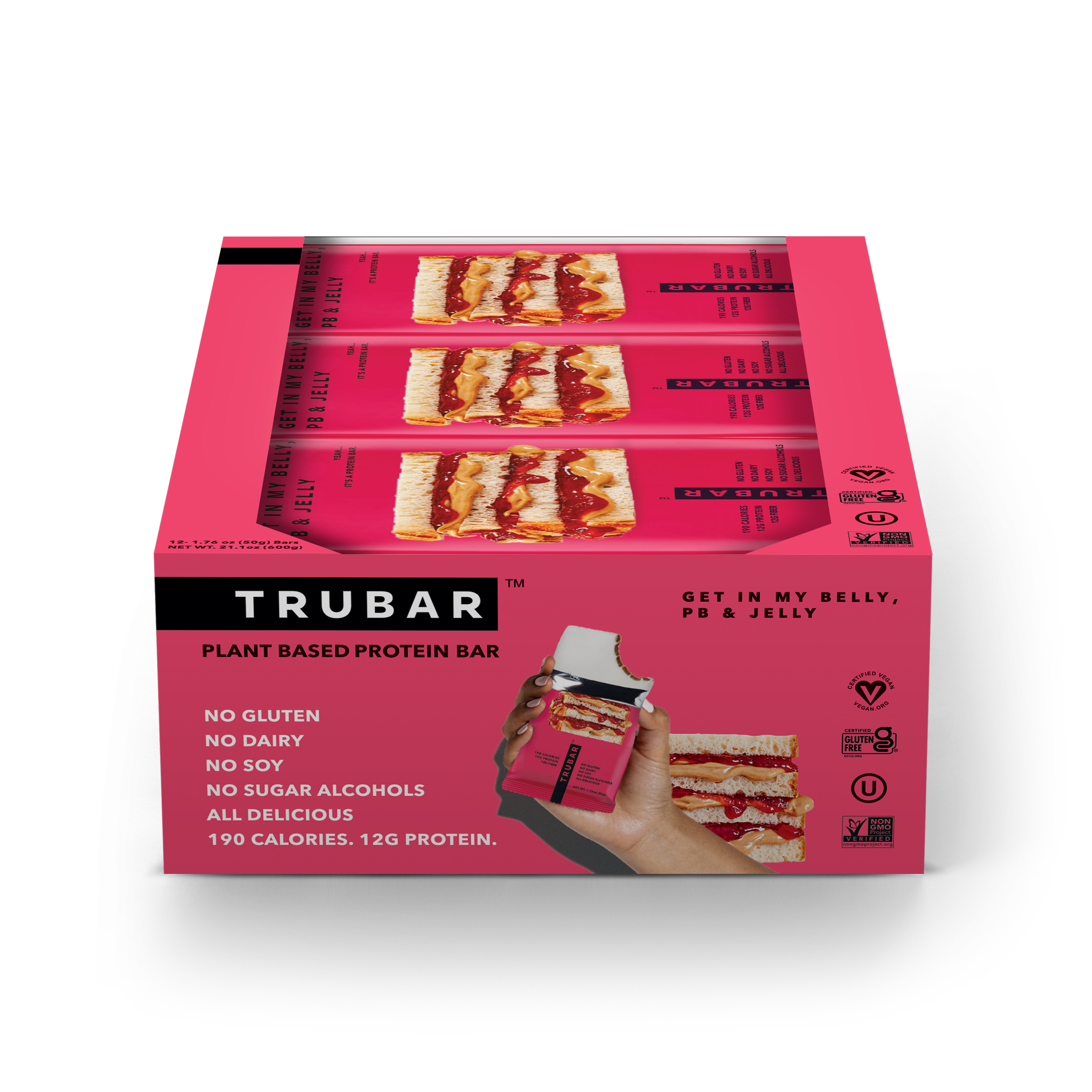 Trubar&trade; Plant-Based Protein Bar - Get In My Belly PB & Jelly (12 Bars)  | GNC
