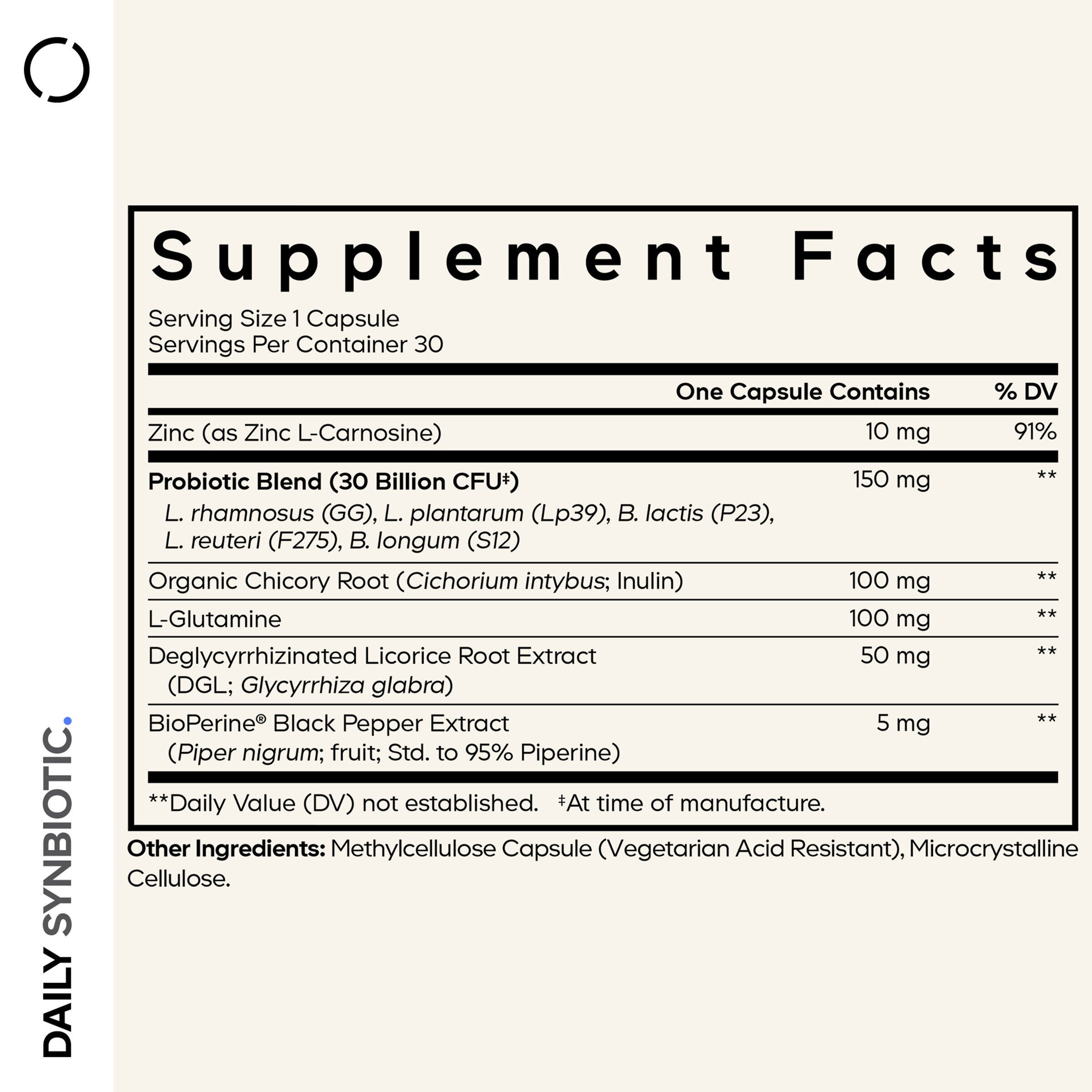 Daily Synbiotic Prebiotics - Probiotics - 30 Vegetable Capsules (30 Servings)  | GNC