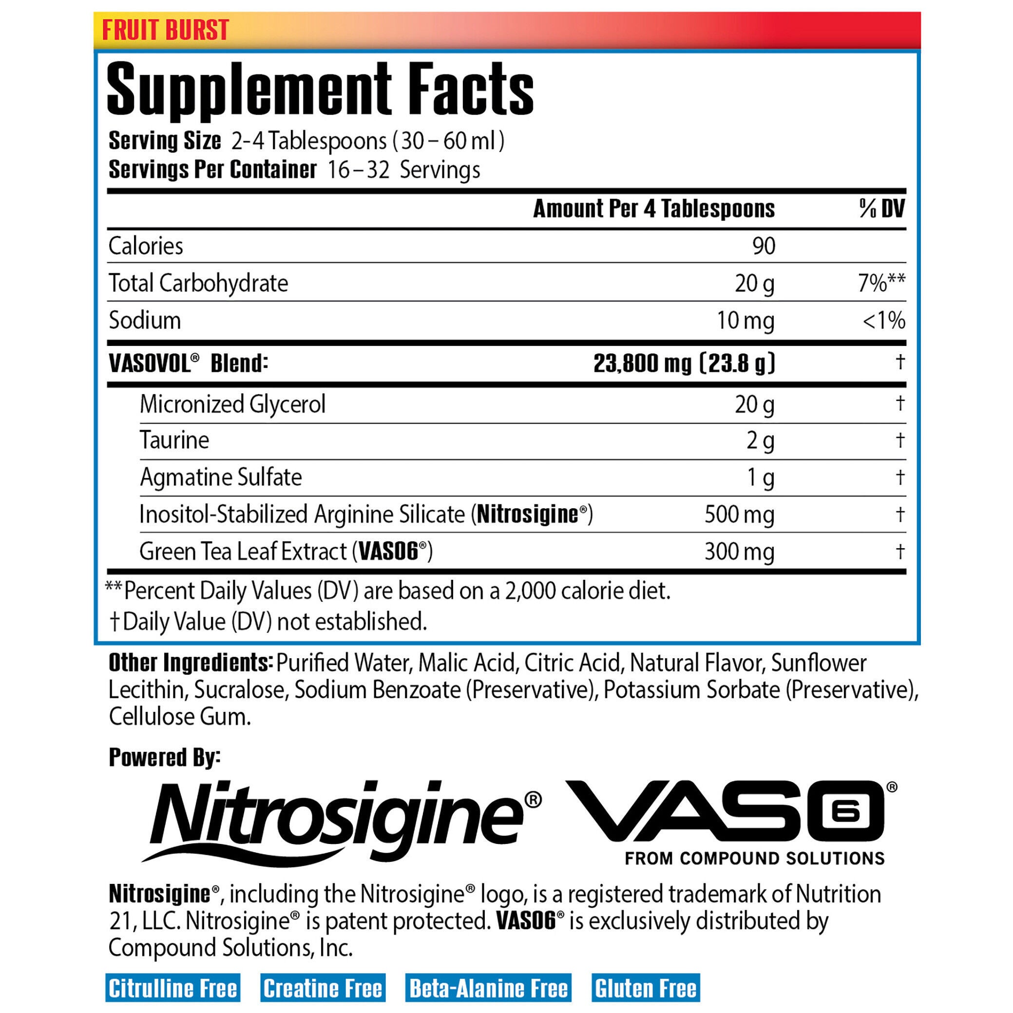 Vaso-Vol - Fruit Burst (32 Servings)