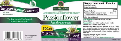 Nature S Answer Passionflower 500mg Gnc