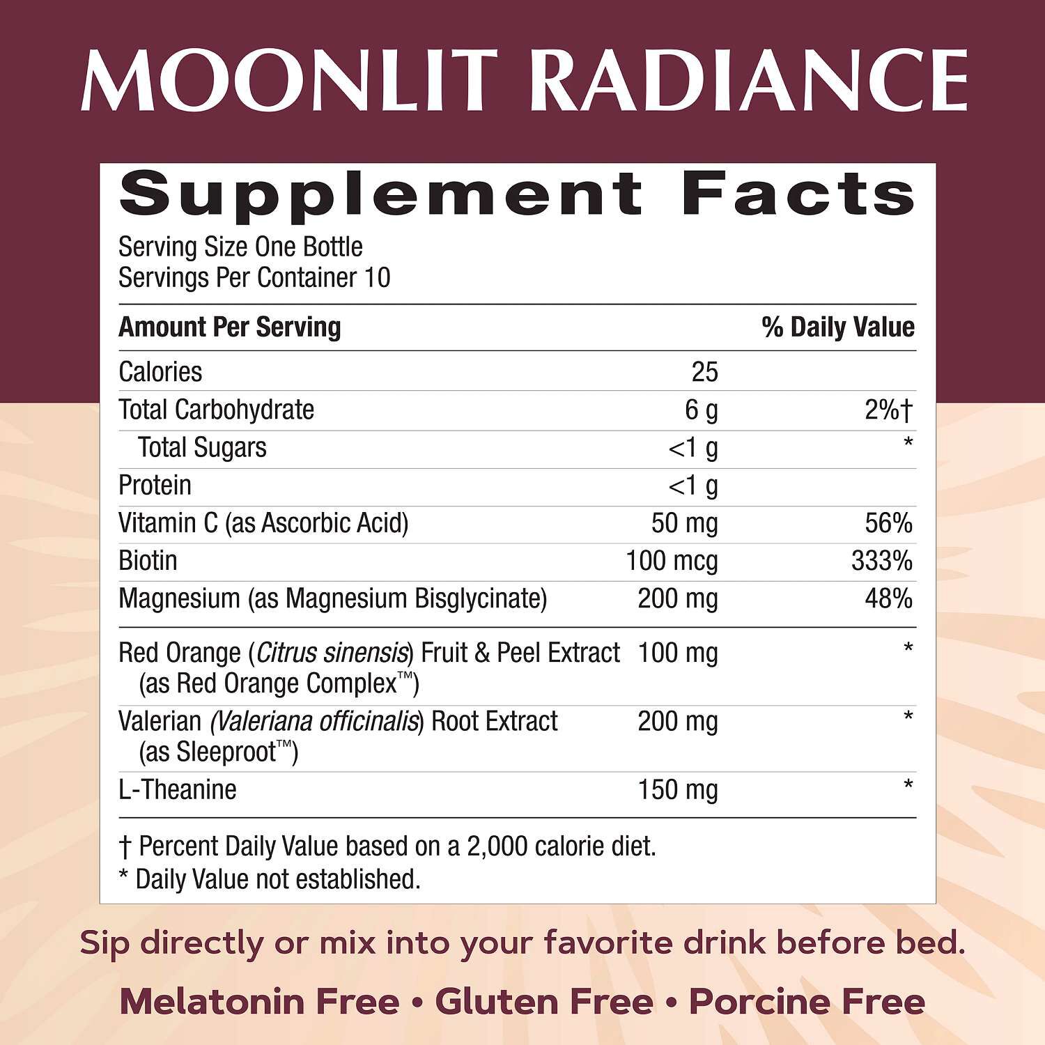 Moonlit Radiance Beauty Sleep Shot - Mango - 10 Bottles (10 Servings)  | GNC