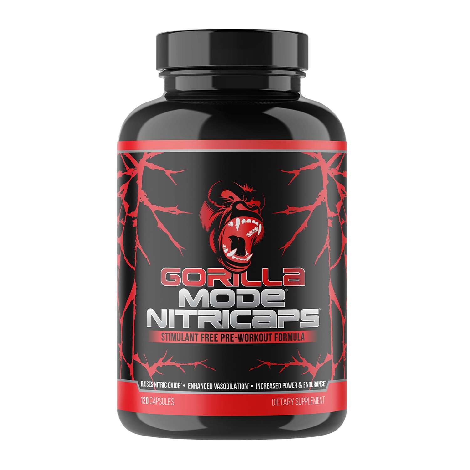 Gorilla Mode Nitricaps™ Stim Free Pre-Workout - 120 Capsules (40 Servings)