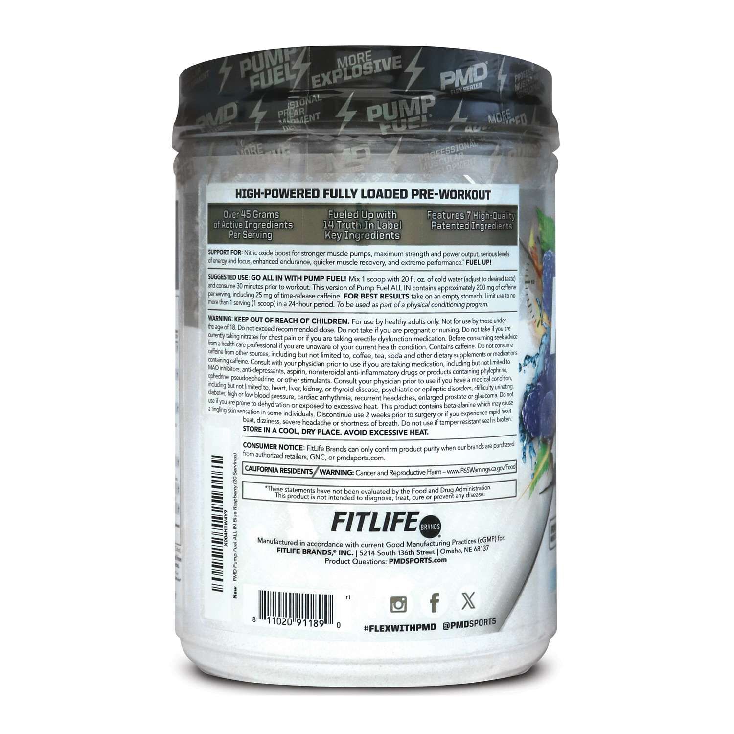 Pump Fuel All In Pre-Workout - Reppin' Blue Raspberry (20 Servings)