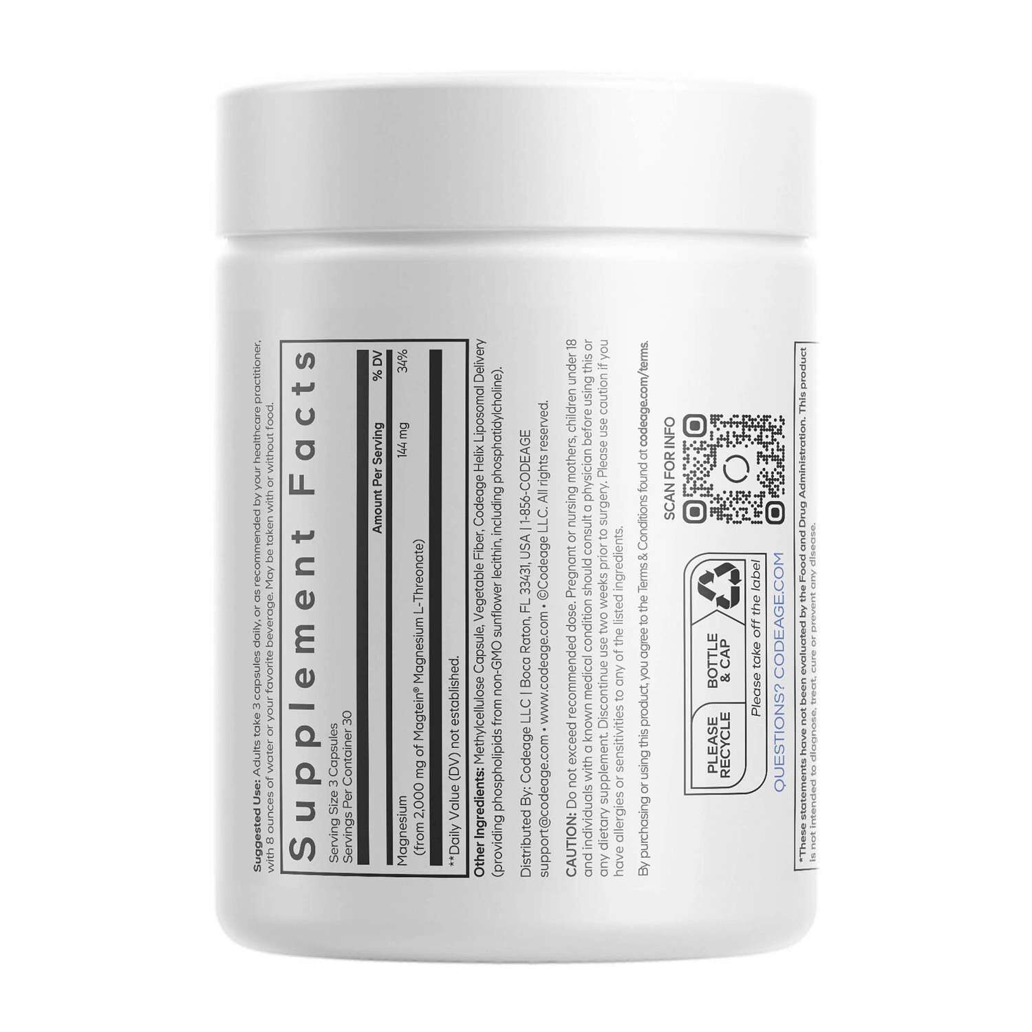 Liposomal Magnesium L-Threonate - 90 Capsules (30 Servings)  | GNC